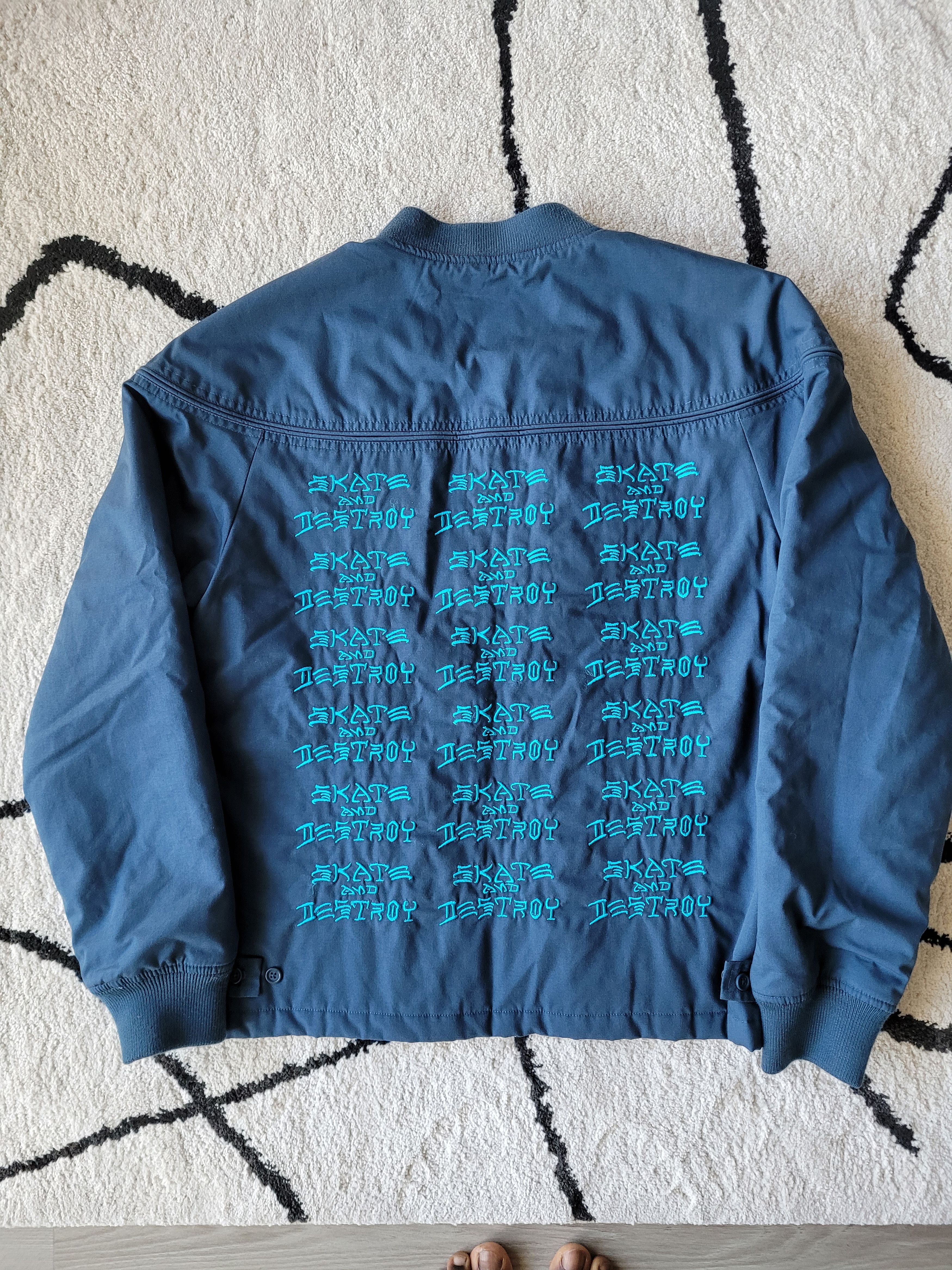Supreme Supreme x Thrasher Skate And Destroy Blue Bomber Jacket (M) Size US M / EU 48-50 / 2 - 2 Thumbnail