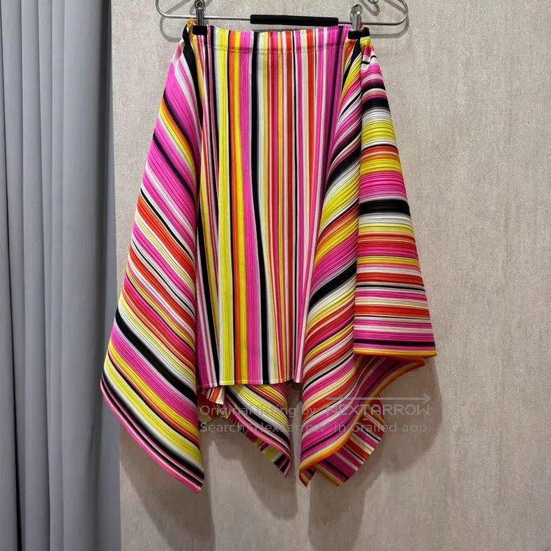 Issey Miyake Issey Miyake size:3 Summer Striped Midi Skirt Size 22" - 2 Thumbnail