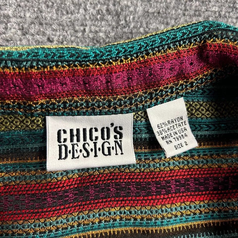 Chicos Chico's Top Womens 2 Striped Multicolor 3/4 Sleeve Size XS / US 0-2 / IT 36-38 - 3 Thumbnail