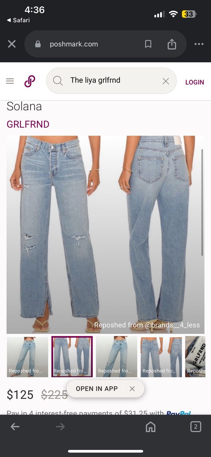 GRLFRND Grlfrnd jeans low rise boyfriend with slits Size 30" / US 8 / IT 44 - 10 Thumbnail