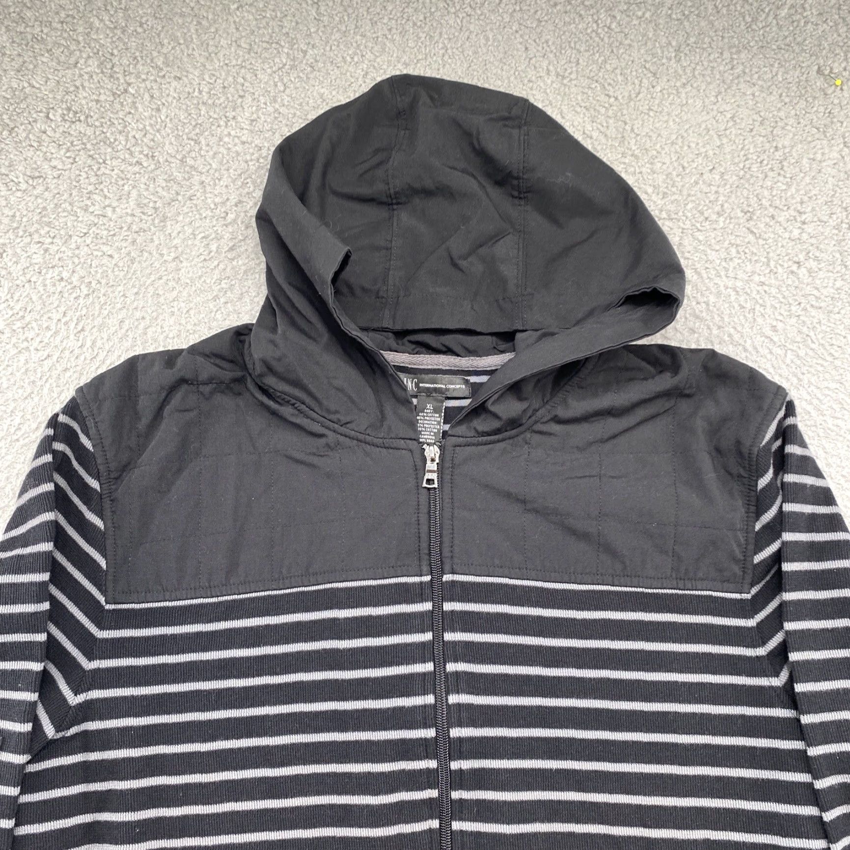 Vintage INC International Concepts Full Zip Hooded Striped Sweatshirt Jacket Women’s XL Black Women’s XL Hooded Striped Sweatshirt Jacket Size XL / US 12-14 / IT 48-50 - 3 Thumbnail