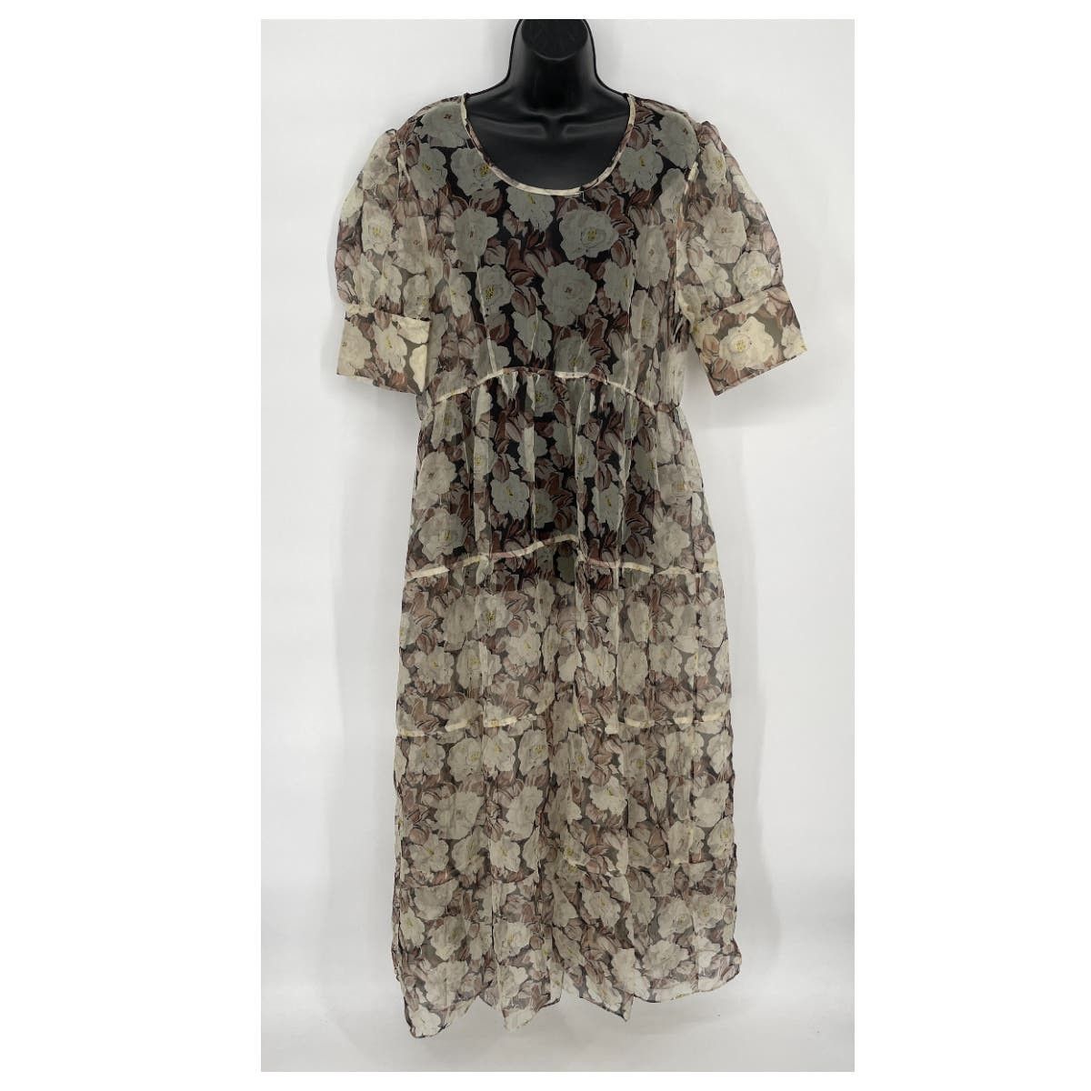 image of Sir. The Label Sofia Puff Sleeve Dress No Slip Silk New 8, Women's (Size Medium)