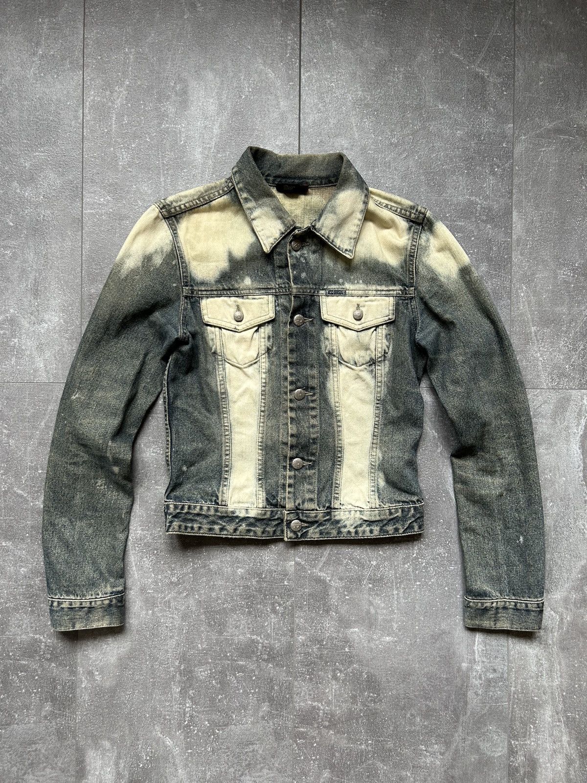 image of Faded Distressed Boxy Croped Denim Jacket Diesel in Grey, Women's (Size Small)