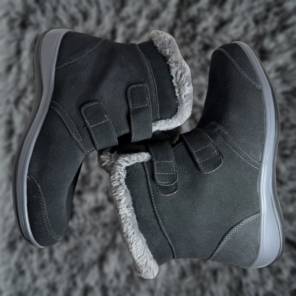 Vintage VINTAGE? No → Orthofeet Florence Waterproof Black Boots Women 9.5 Wide Leather Waterproof Mid-Calf Hook & Loop Black Boots Size US 10 / IT 40 - 1 Thumbnail