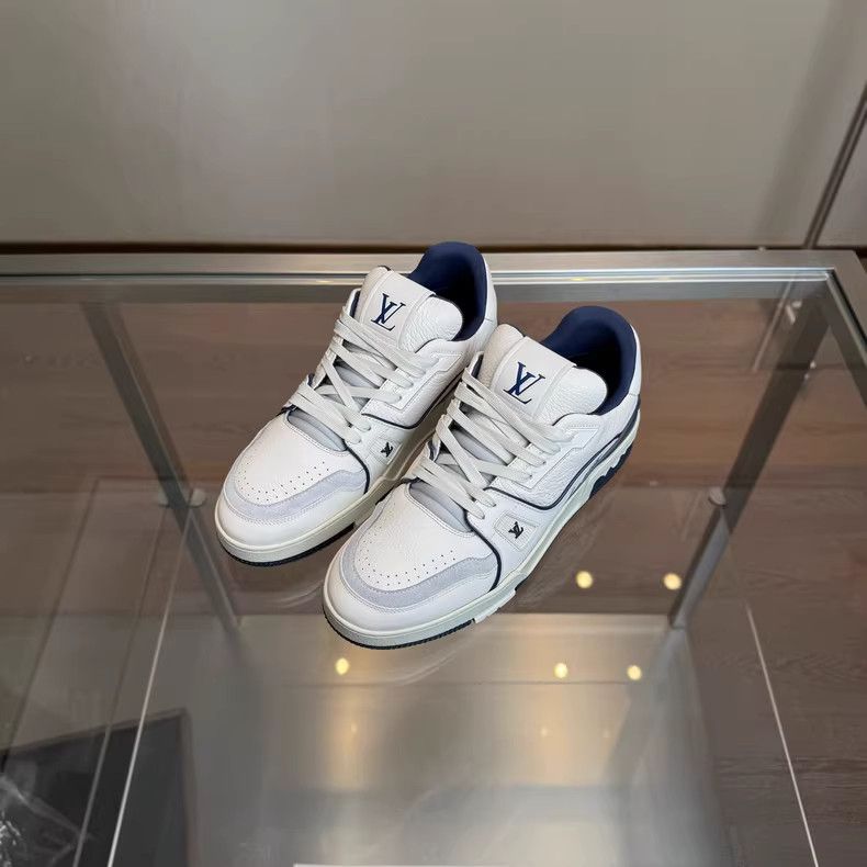Louis Vuitton LV Trainer Sneakers White and Blue Size 41-yf Size US 7 / EU 40 - 1 Thumbnail