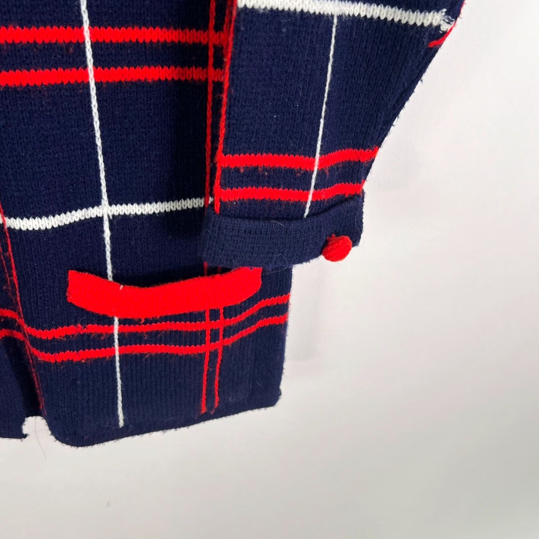 Vintage VINTAGE Hand Full Fashioned Cardigan Women M Blue Check Acrylic Size M / US 6-8 / IT 42-44 - 3 Thumbnail
