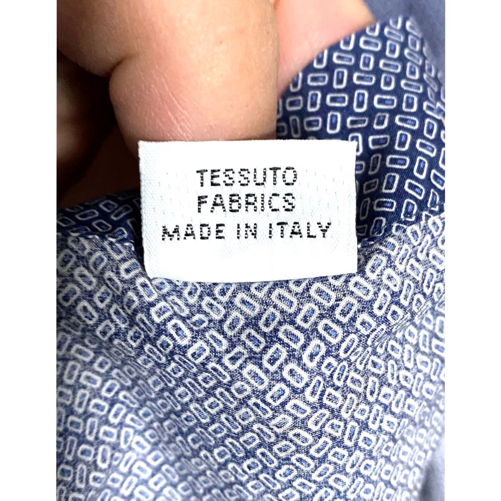 Vintage Sonrisa Geometric Button Down Dress Shirt Mens 15.5 Italy Professional Career Dress Shirt Mens 15.5 Blue Geometric Size 42R - 6 Thumbnail