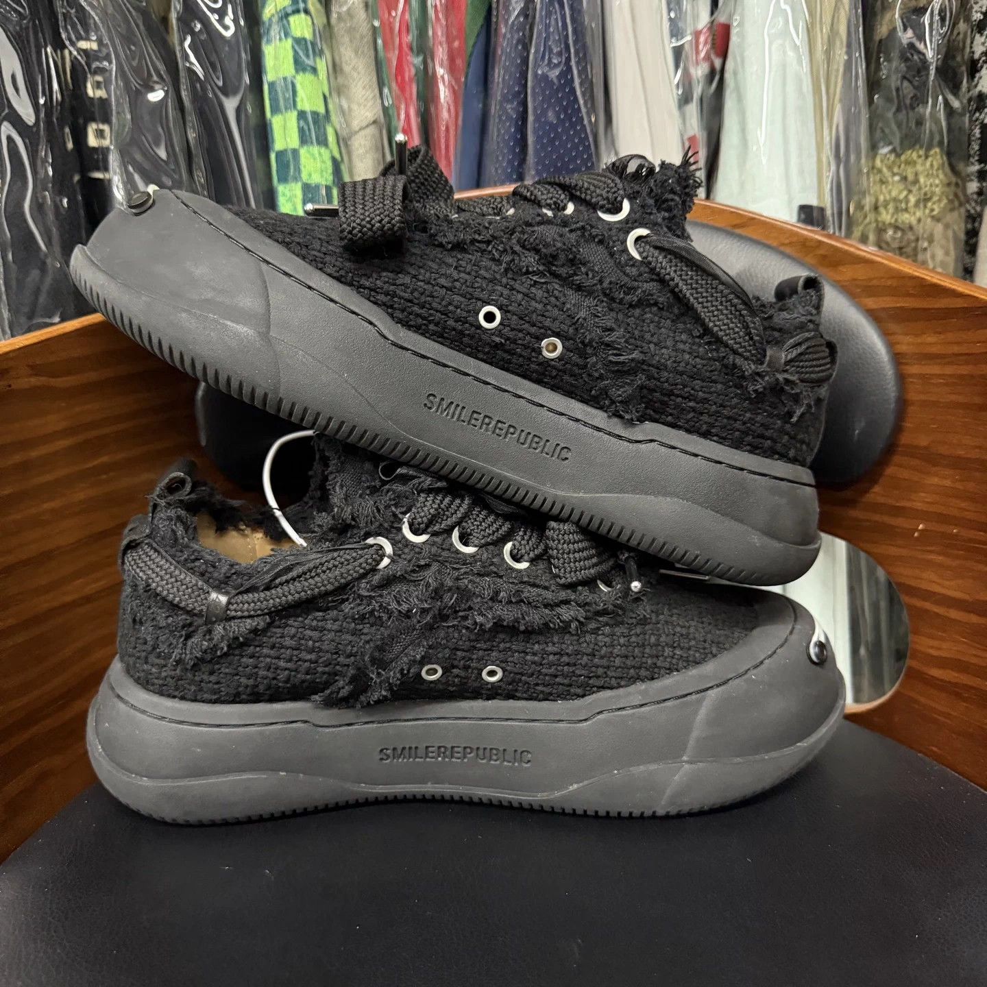 Other Smile SR Black Cross Distressed Platform Canvas 42 Mint Size US 9 / EU 42 - 7 Thumbnail