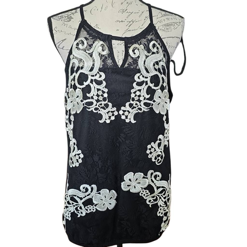 I.N.C INC International Concepts Women's Sz L Black White Lace Emb Size L / US 10 / IT 46 - 1 Thumbnail