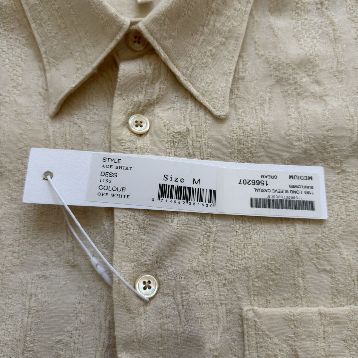 Sunflower ‘Ace’ Textured Cream Cotton Boxy Fit Shirt Size US M / EU 48-50 / 2 - 6 Thumbnail