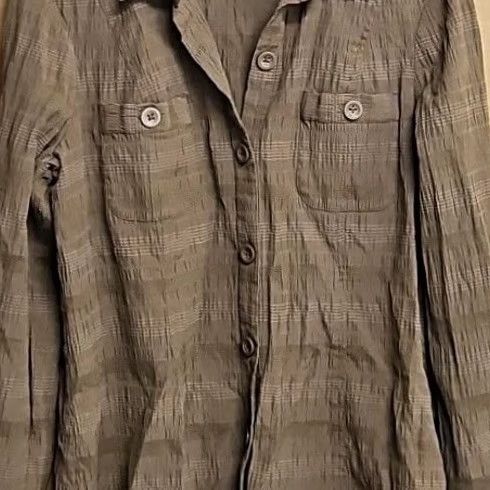 Vintage Christopher & Banks Stretch Utility Layering Shirt Women’s XL Brown Button Up Size XL / US 12-14 / IT 48-50 - 3 Thumbnail