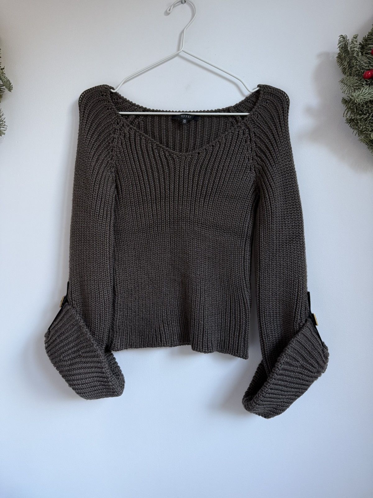Gucci × Tom Ford × Vintage Gucci Tom Ford Era F/W 2003 Chunky Cropped Knit Straps Size XS / US 0-2 / IT 36-38 - 1 Thumbnail