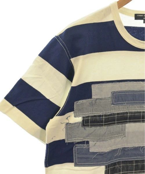 Comme des Garcons Homme T-Shirts Cotton Border Short Sleeve Patch Pattern White Navy Size US S / EU 44-46 / 1 - 6 Thumbnail
