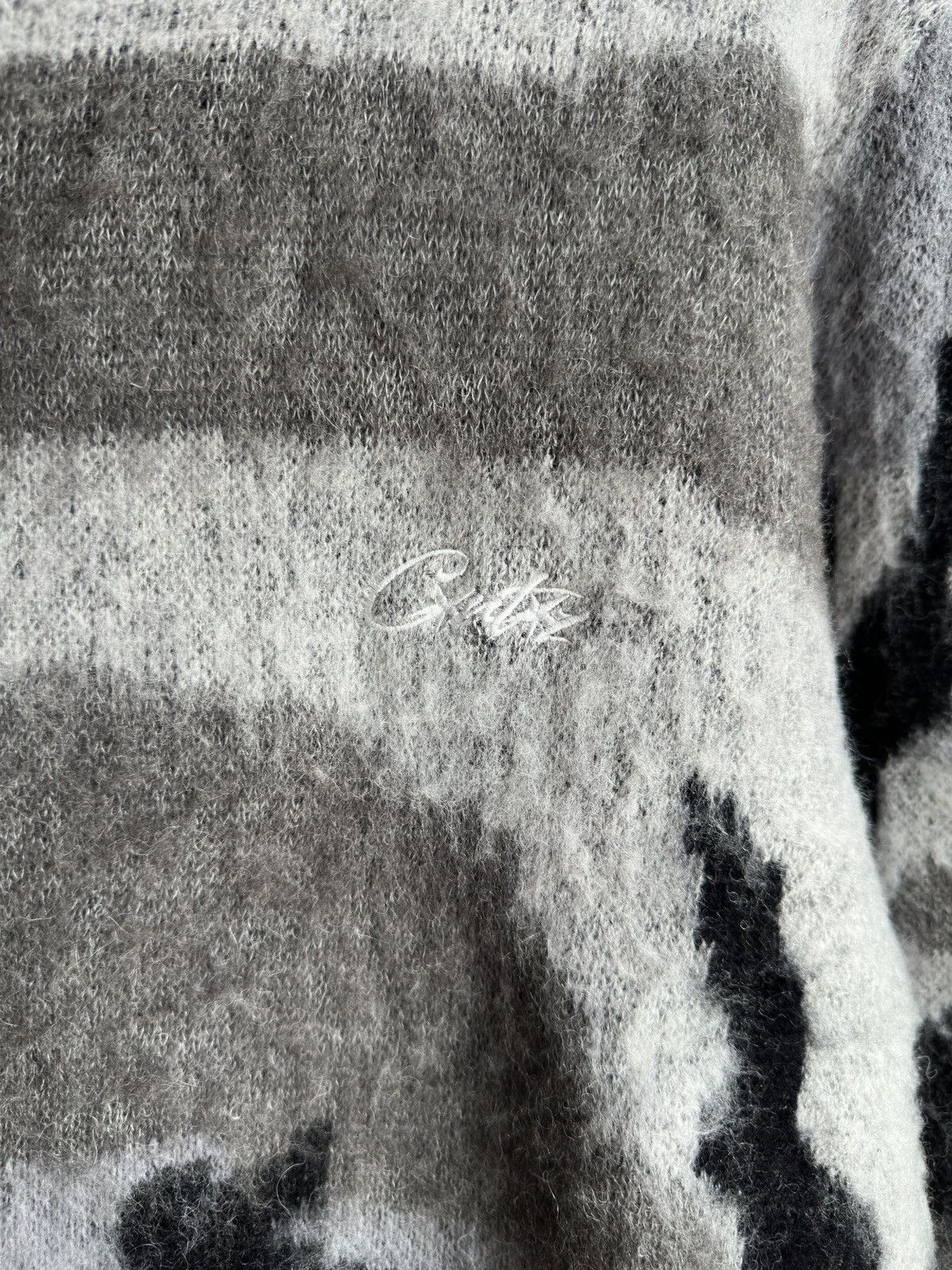 Corteiz Mohair Camo Knit Sweater Grey Size US M / EU 48-50 / 2 - 3 Thumbnail