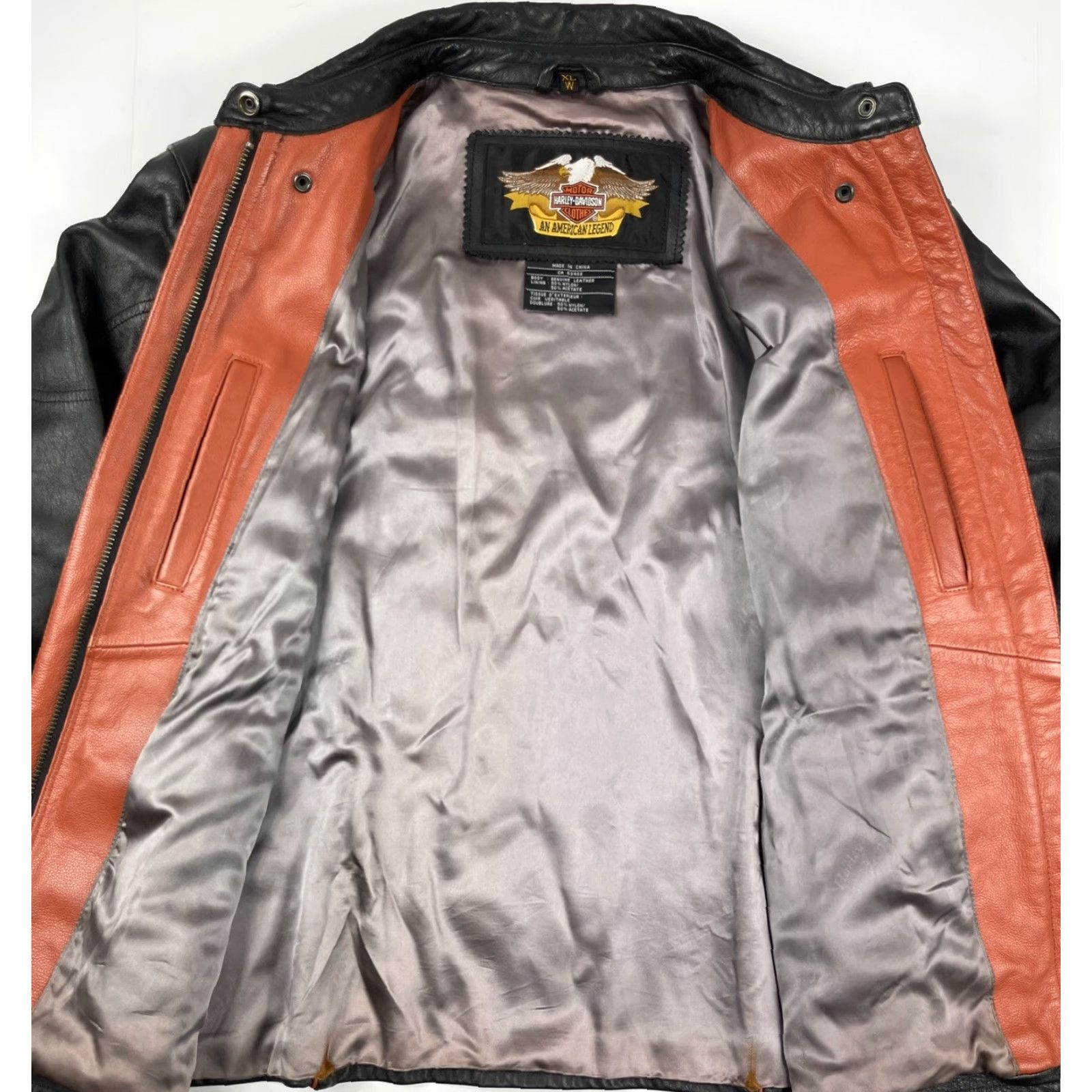 Harley Davidson VINTAGE Harley-Davidson Womens Jacket XL Leather 90s Classic Cruiser Embroidered Black Zip Pockets Inner Lining Polyester Wind-Resistant Size XL / US 12-14 / IT 48-50 - 5 Thumbnail