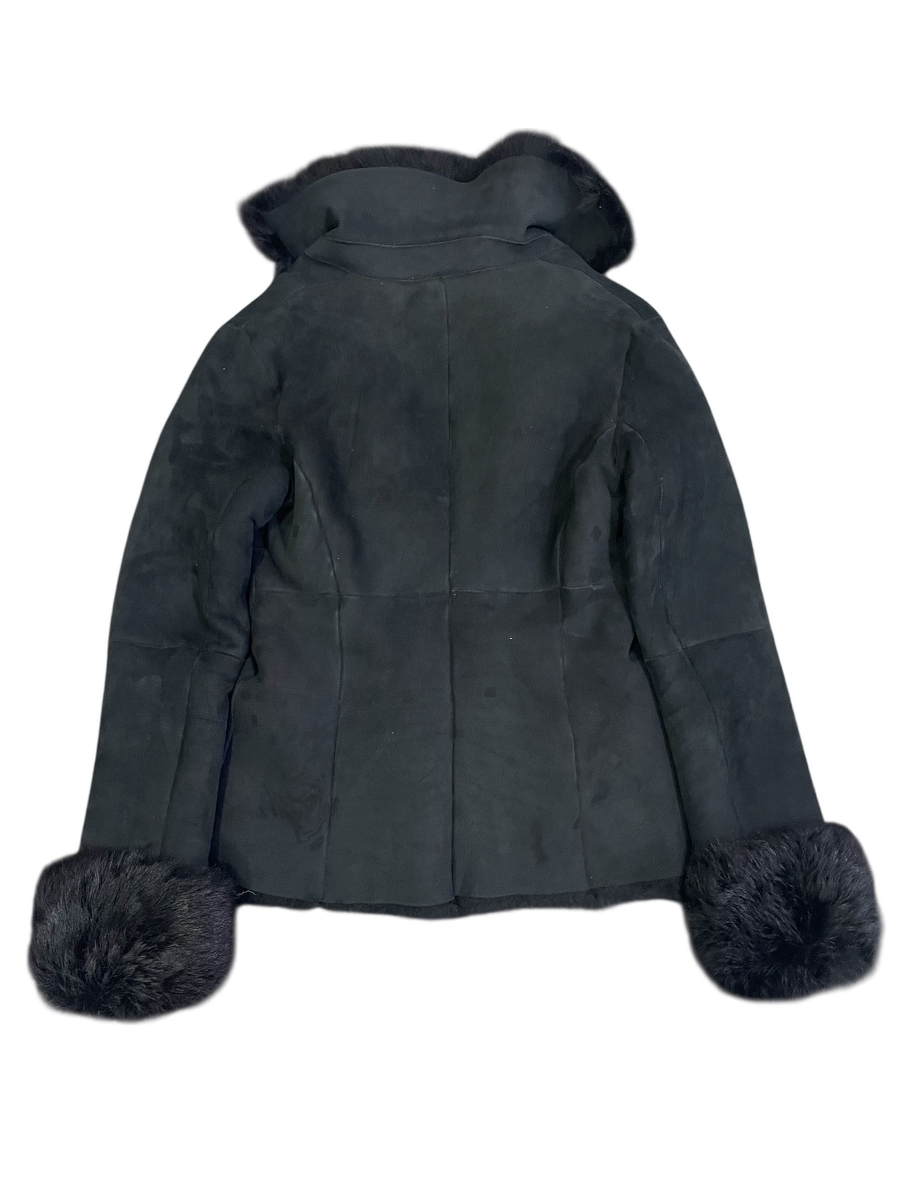 Luxury Black Fur Trim Winter Jacket Plush Fur Collar Cuffs