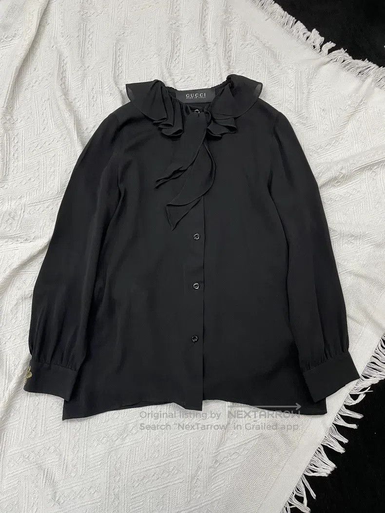 Gucci Gucci Black laced silk shirt Size S / US 4 / IT 40 - 1 Thumbnail