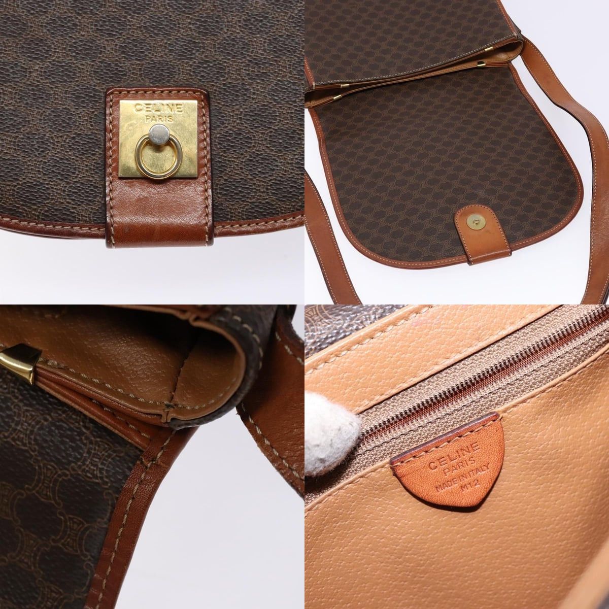 Celine CELINE Macadam Canvas Shoulder Bag Pvc Leather Brown Gold Size ONE SIZE - 11 Thumbnail