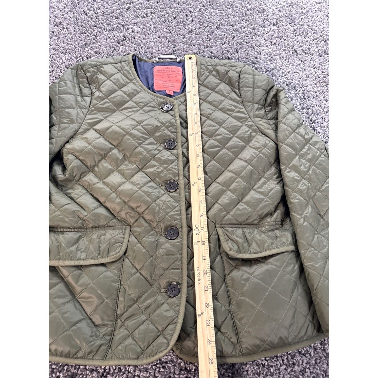 J.Crew J.CREW Quilted Puffer Coat Womens 4 Primaloft Long Sleeve Green Solid Full Zip Pockets Quilted Jacket AQ470 Vasatility Size S / US 4 / IT 40 - 2 Thumbnail
