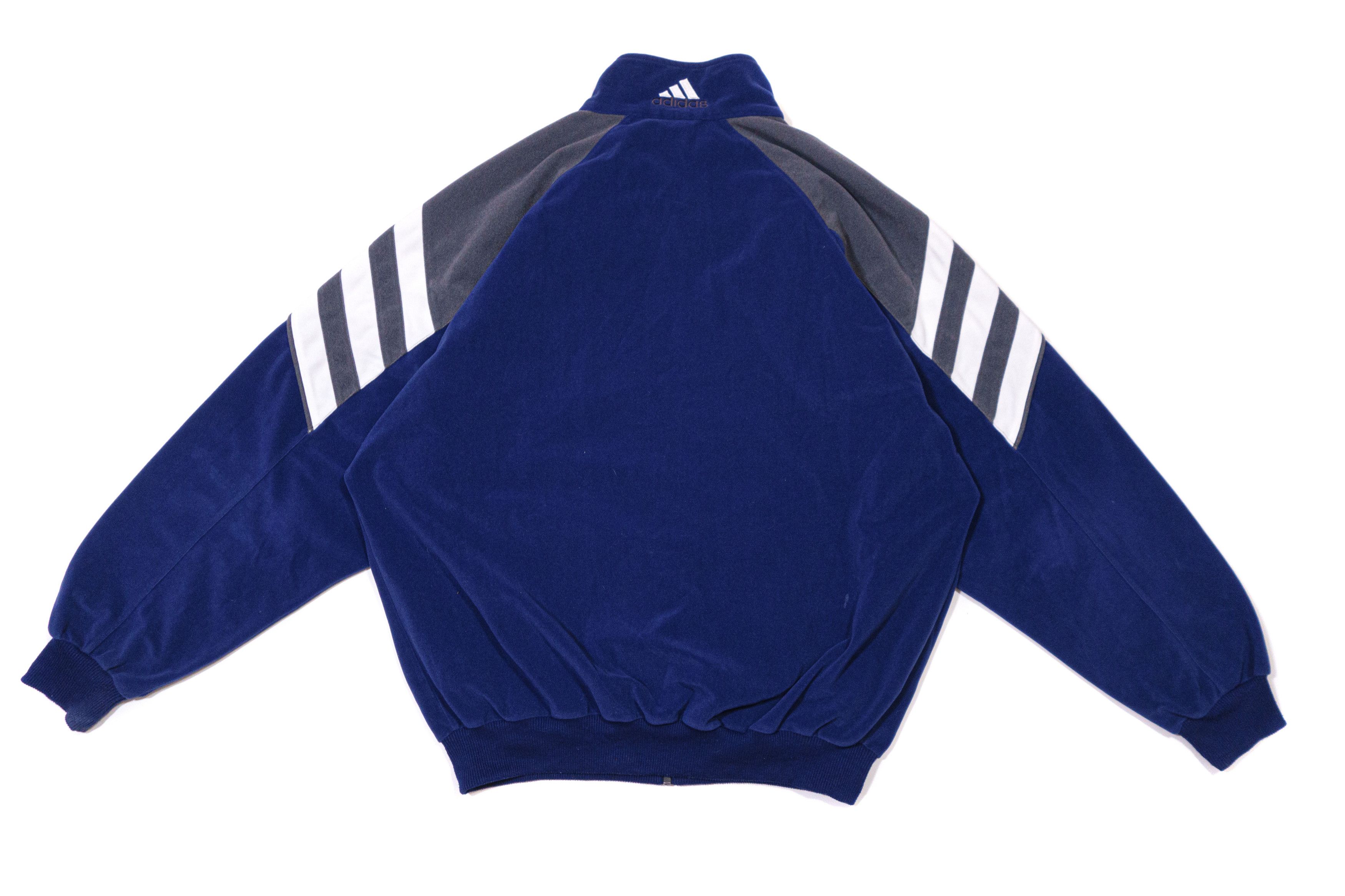 Adidas 90S Logo Plush Soft Velour Zip Jacket Size US L / EU 52-54 / 3 - 2 Thumbnail