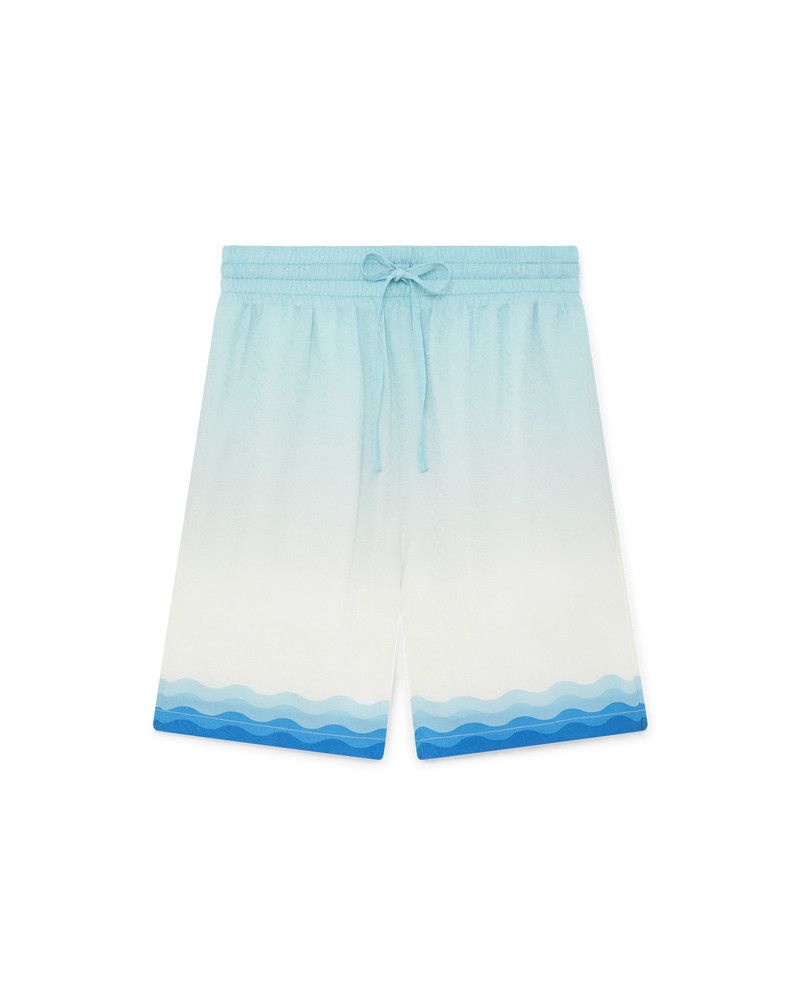 Casablanca o1mle0326 Drawstring Silk Shorts in Blue Size US 34 / EU 50 - 1 Thumbnail