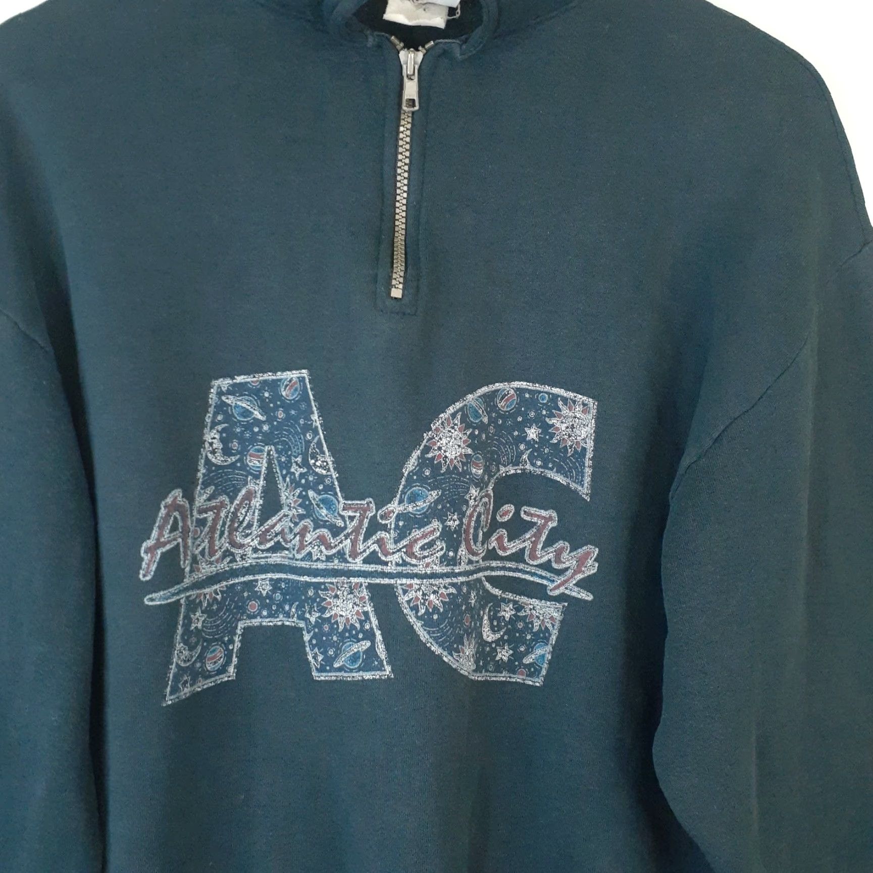 Jerzees VINTAGE Atlantic City 1/4 Zip Long Sleeve Sweatshirt Fits Medium Faded Black Jerzees Unisex Adults Sweatshirt 1/4 Zip City Pullover Casual Size US M / EU 48-50 / 2 - 2 Thumbnail