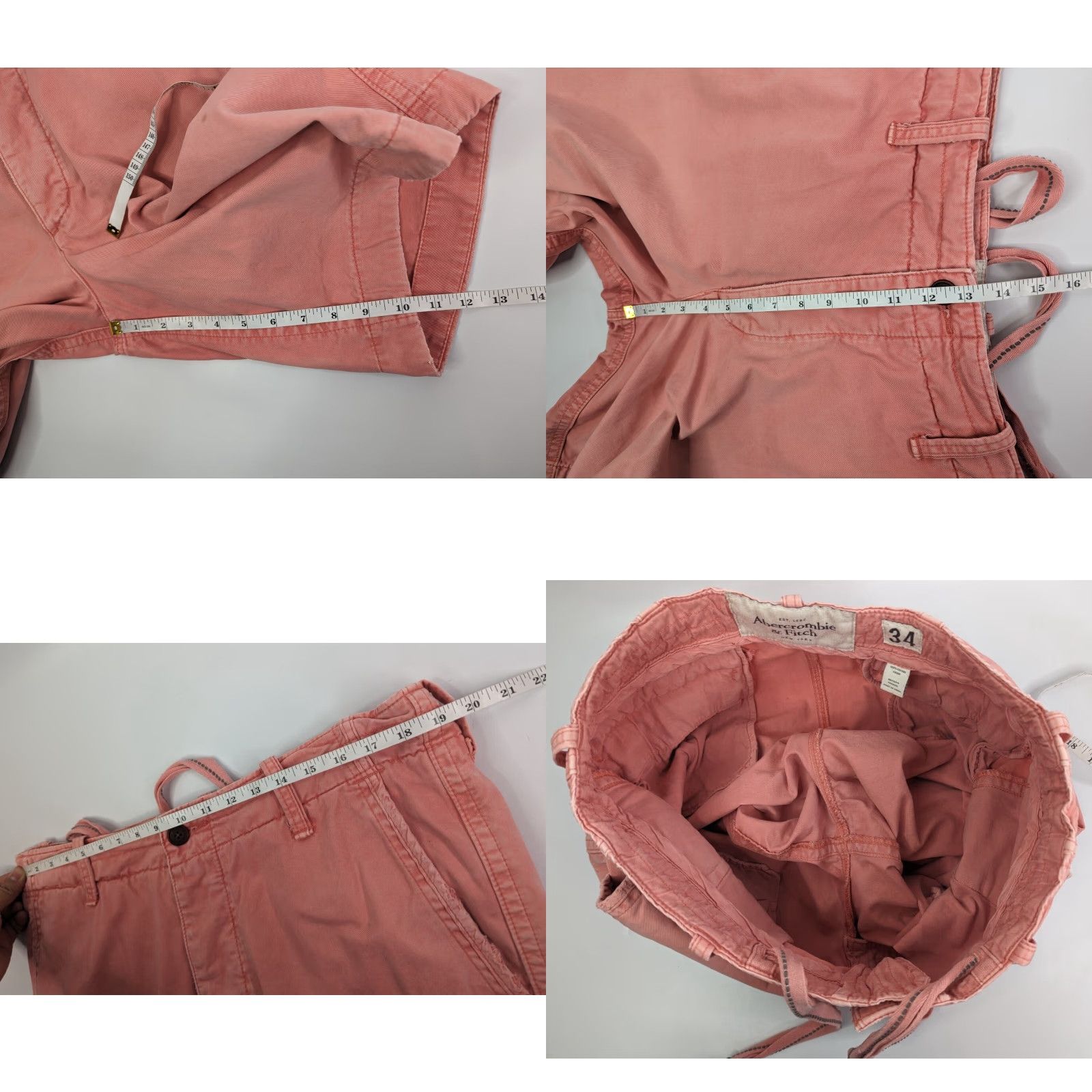 Abercrombie & Fitch VINTAGE Abercrombie & Fitch Shorts Men 34 Pink Button Fly Thick Twill Cotton Flat Front Chino Beach Casual Size US 34 / EU 50 - 8 Thumbnail