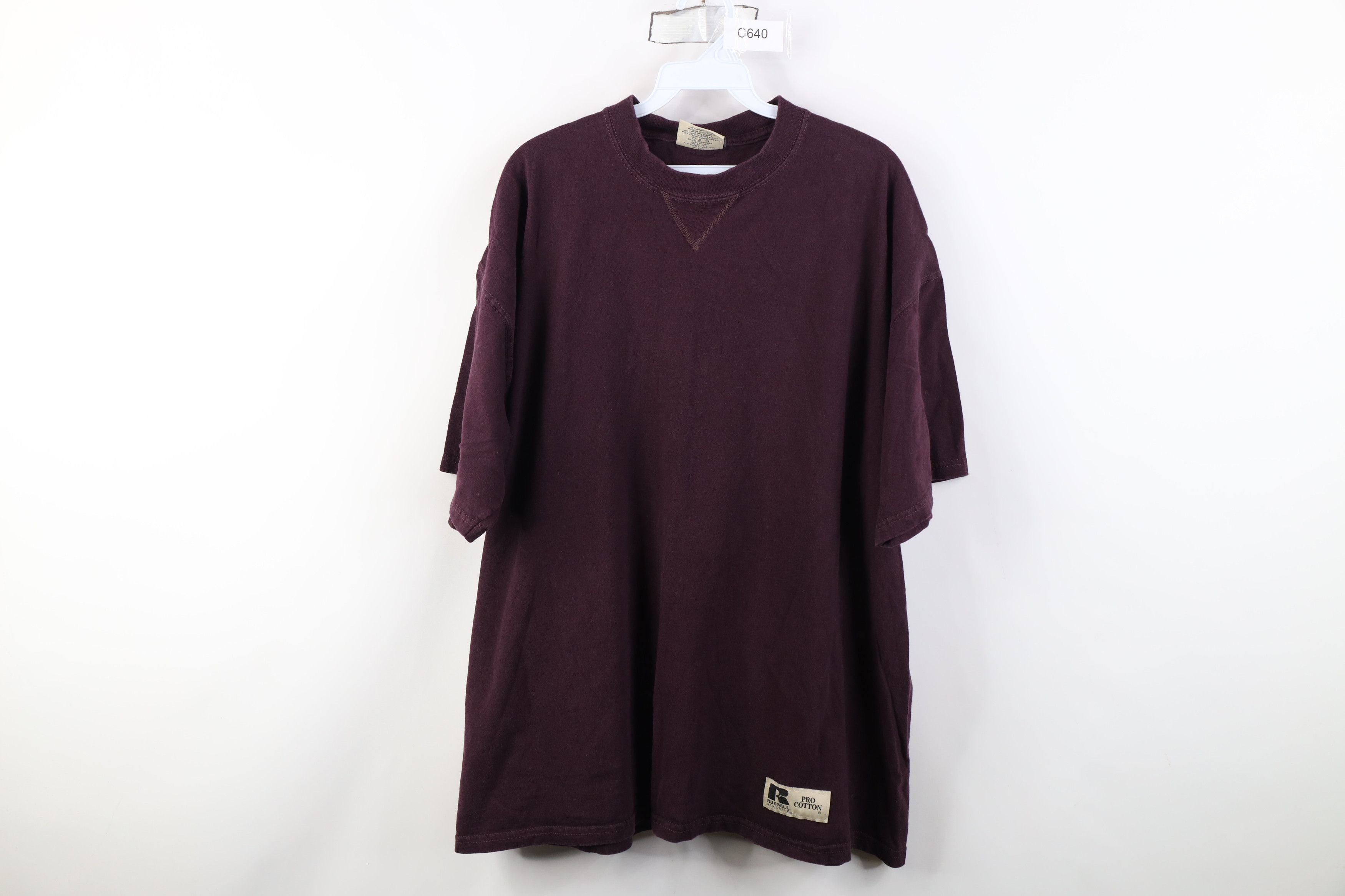 Russell Athletic Vintage 90s Y2K Russell Athletic Blank Cotton T-Shirt Purple Size US XL / EU 56 / 4 - 1 Thumbnail