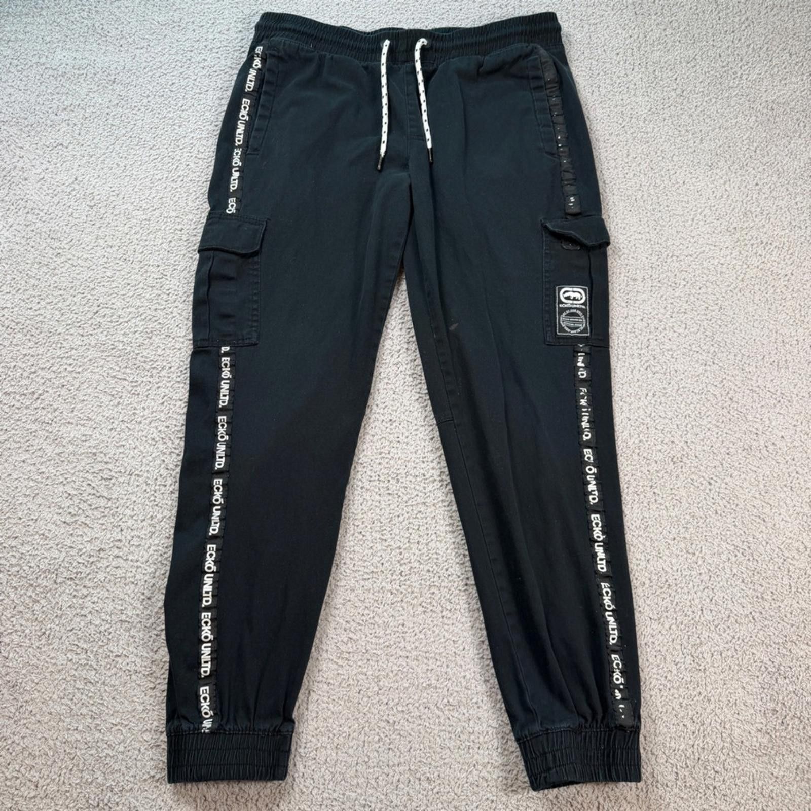 Ecko Unltd. Ecko Unltd Cargo Jogger Pants Black Rhino Logo Tape L Size US 34 / EU 50 - 1 Thumbnail