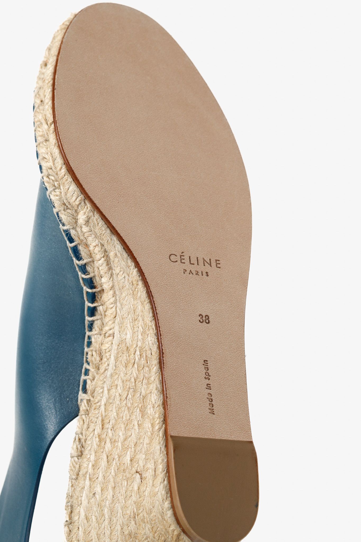 Celine Celine Blue Leather Wedge Espadrilles Size US 7.5 / IT 37.5 - 5 Thumbnail