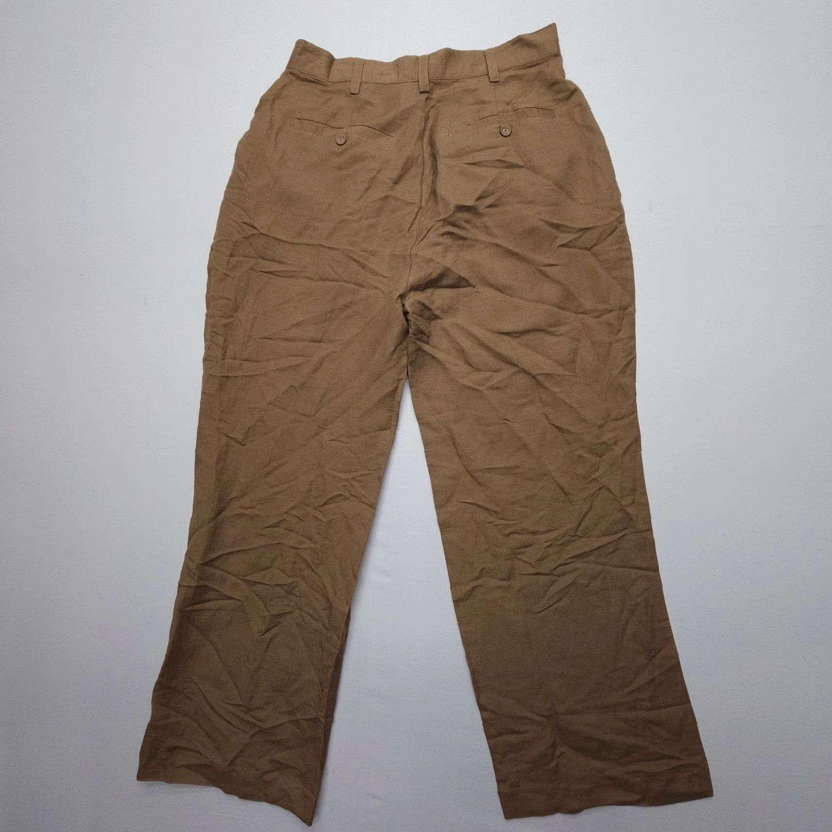 Rolla's Rolla's High Rise Pleated Straight Linen Blend Pants Womens 12 / L Brown Boho Shirt? Size 34" / US 12 / IT 48 - 2 Thumbnail
