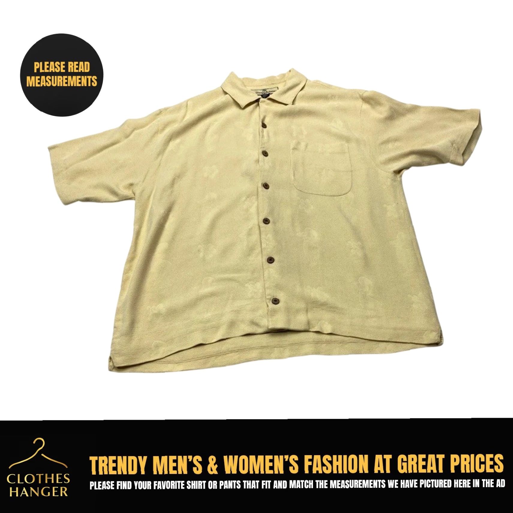 Tommy Bahama Tommy Bahama Silk Shirt Men's Medium Relaxed Fit Yellow Embossed Hawaiian Girl Size US M / EU 48-50 / 2 - 2 Thumbnail