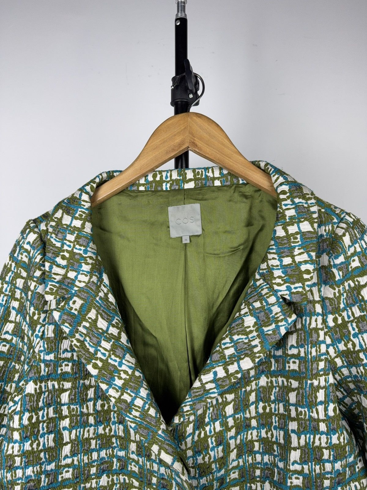 Cos COS Textured Jacquard Coat Green Abstract Pattern SZ 36 S/M Size S / US 4 / IT 40 - 2 Thumbnail