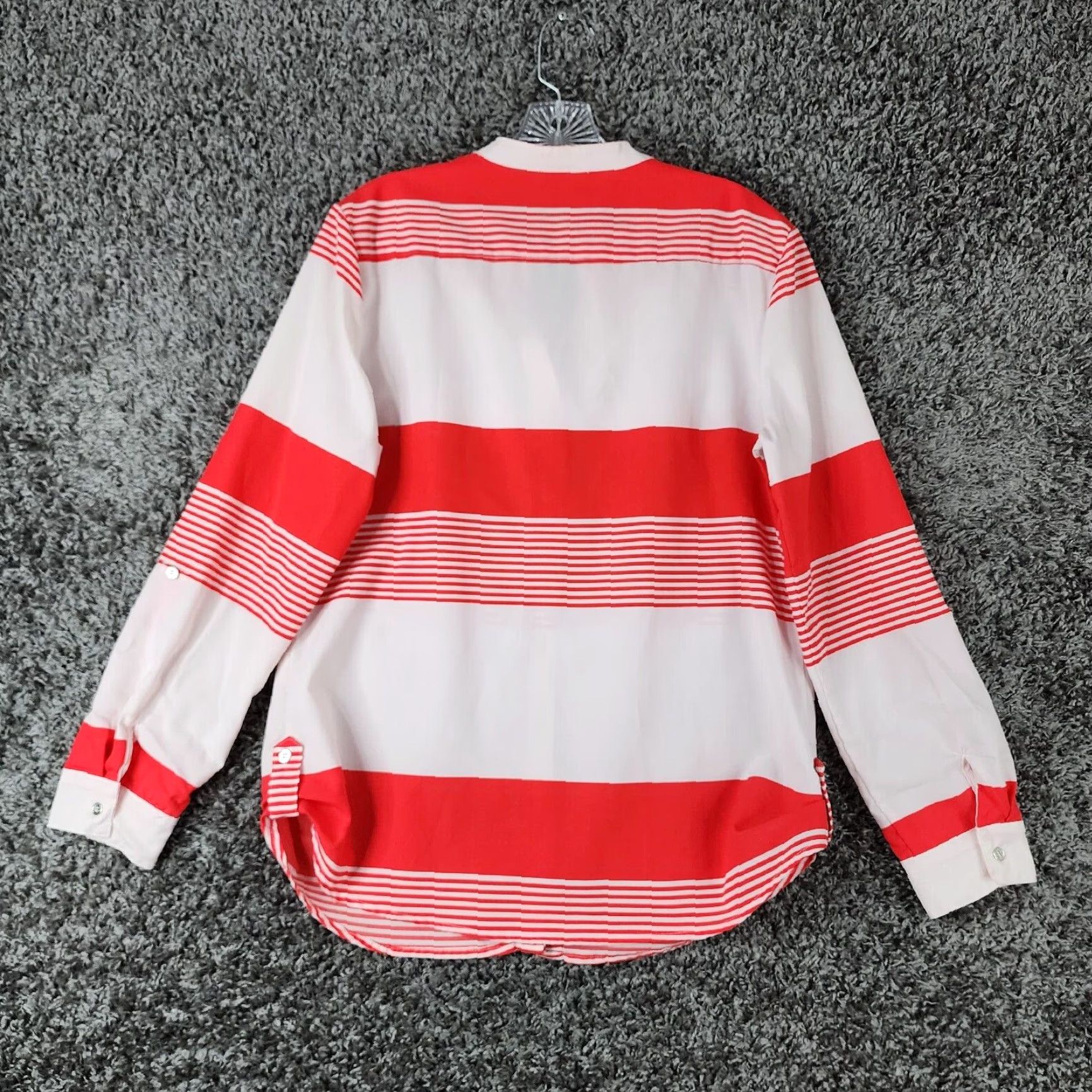 Vintage NOTATIONS Womens Long Sleeve Button-Up Blouse White Red Striped Size M Size M / US 6-8 / IT 42-44 - 5 Thumbnail