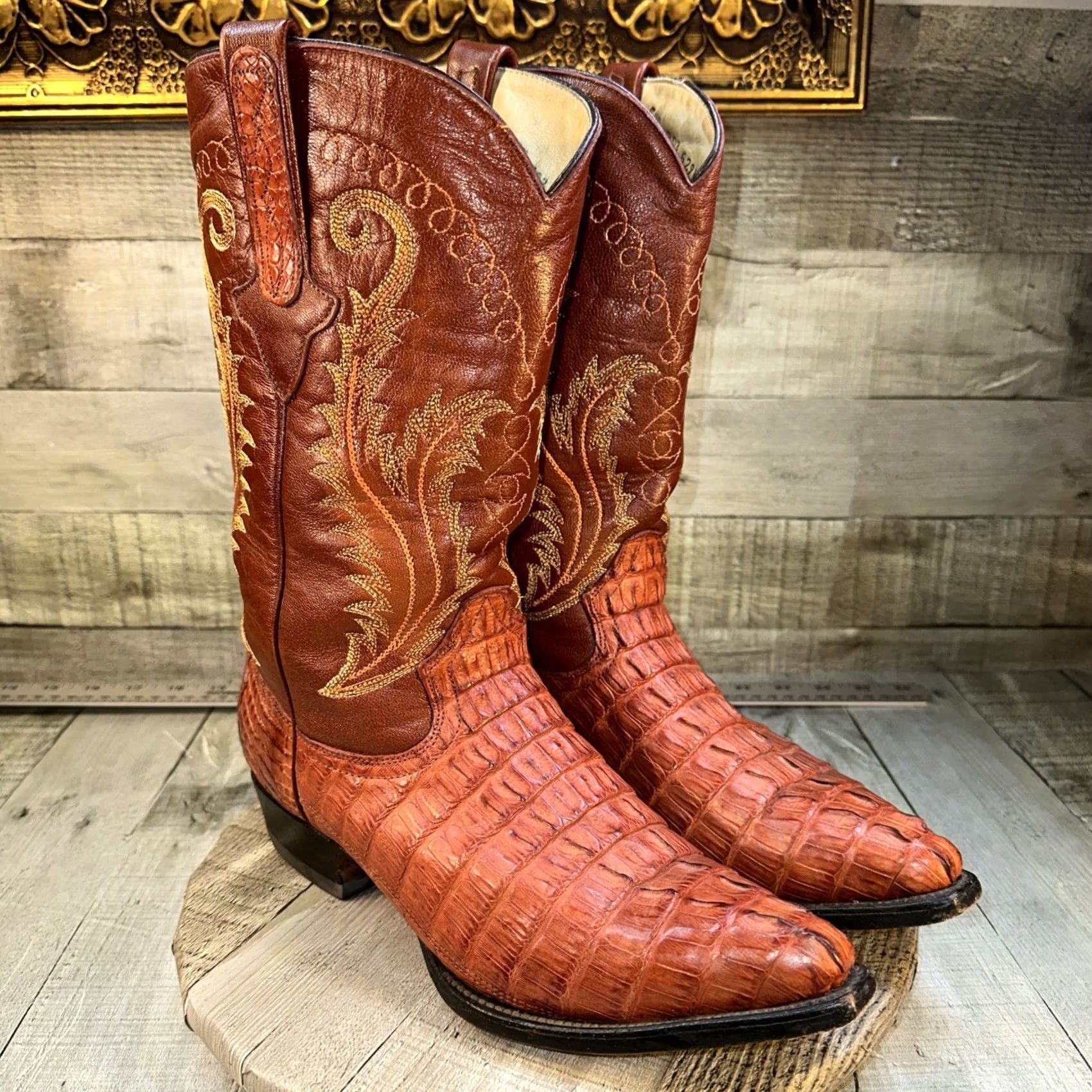 Vintage VINTAGE Cuadra Wild West Caiman Belly Cowboy Boots Men’s 8 USA Brown Leather Western USA 1904 Mens Boots Size US 8 / EU 41 - 2 Thumbnail