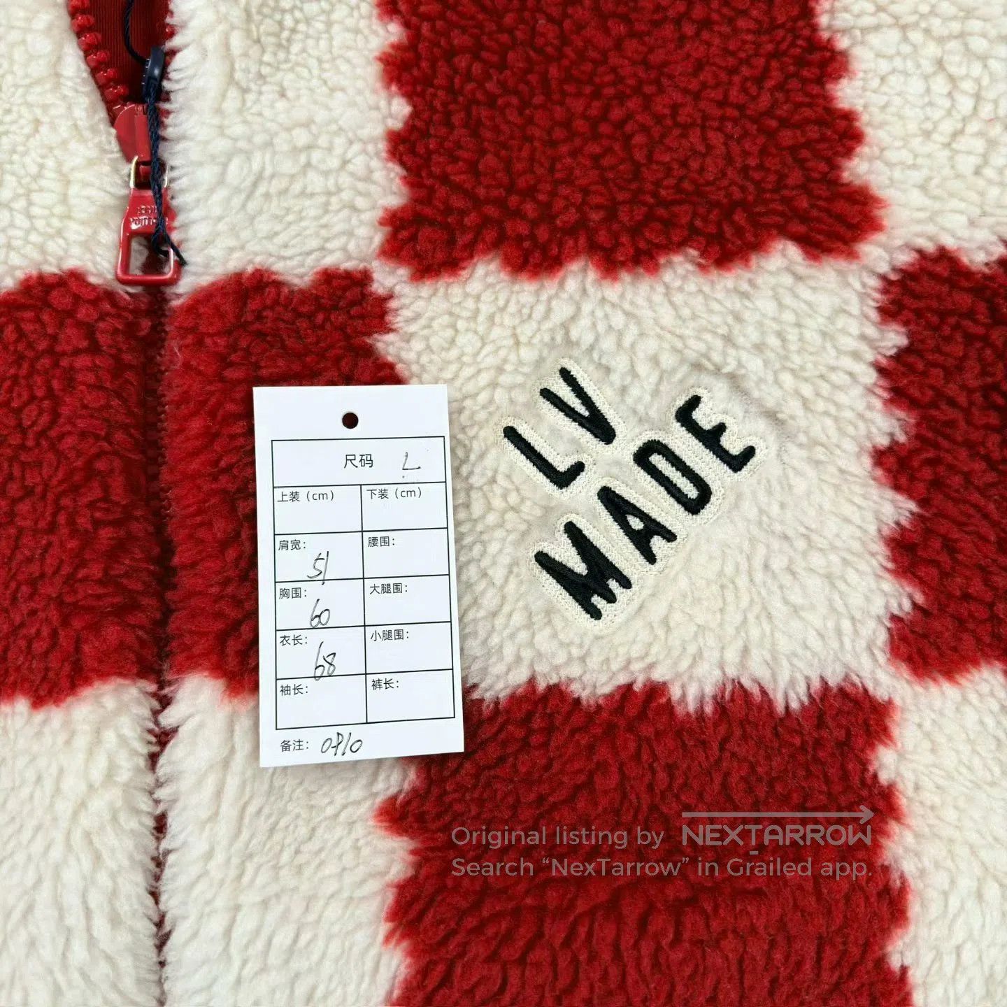 Louis Vuitton LV Nigo Red and White Teddy Fleece Jacket. Size US L / EU 52-54 / 3 - 5 Thumbnail