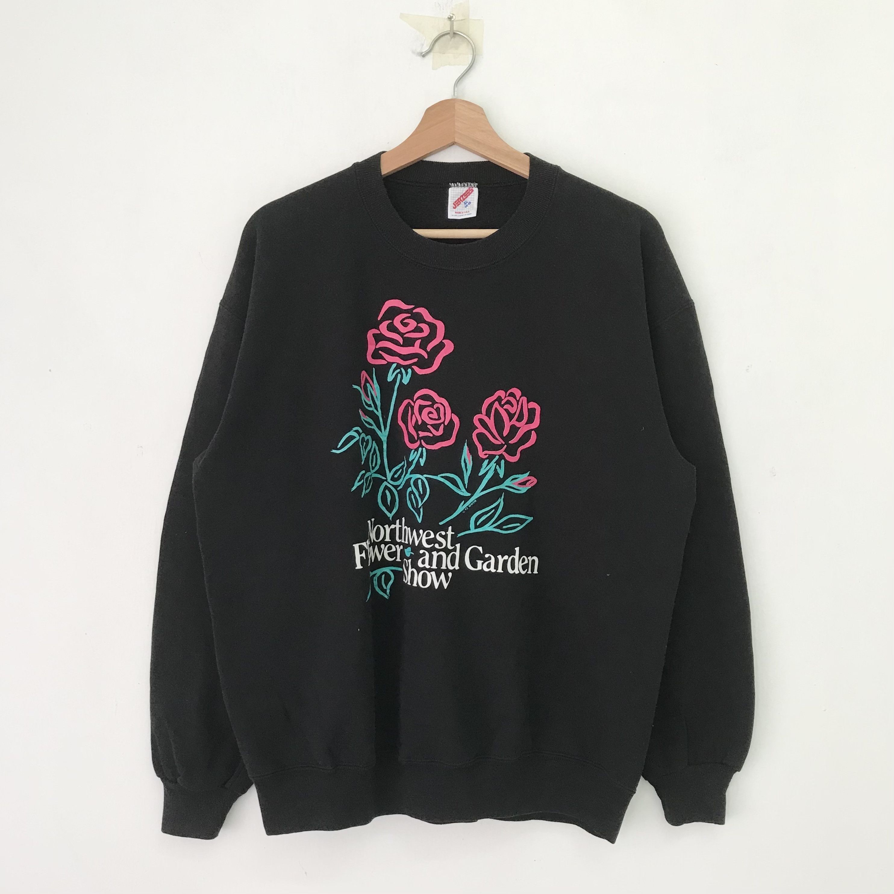 Jerzees Vintage 1990s Northwest Flower And Garden Show Black - 647 Size US XL / EU 56 / 4 - 1 Thumbnail