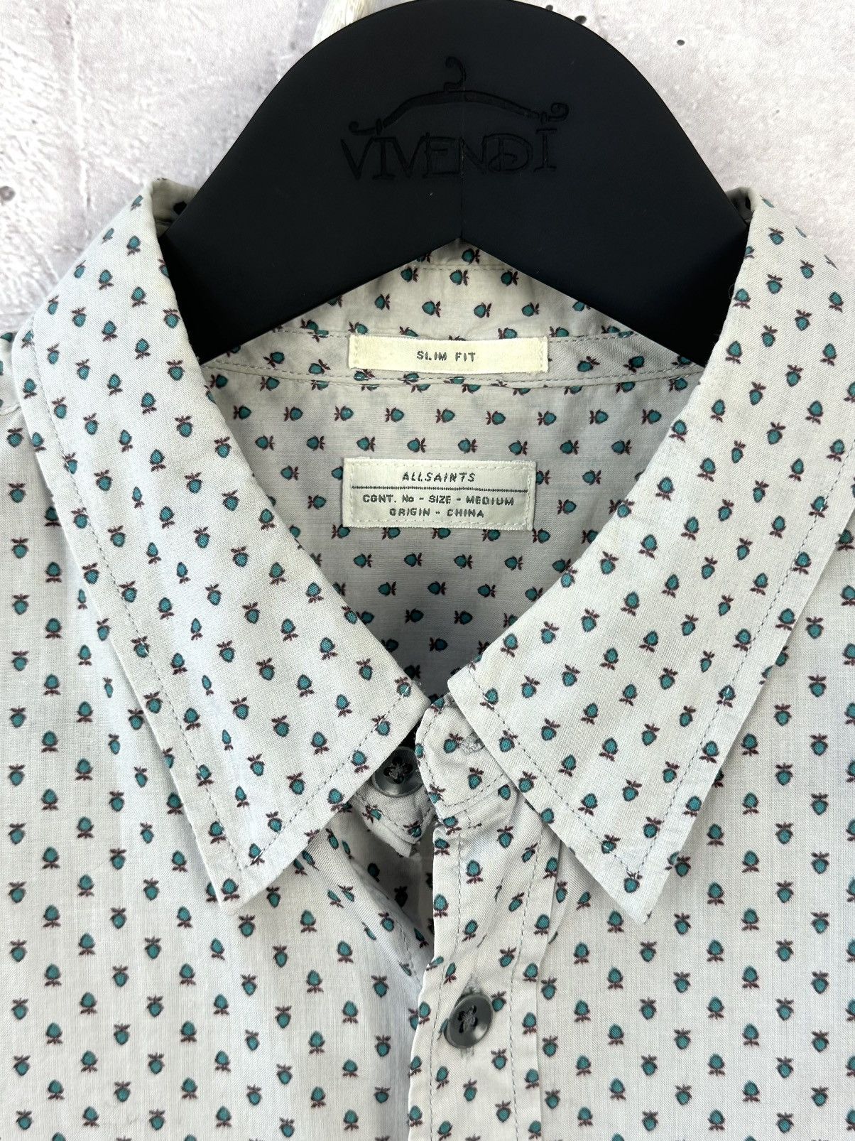 Allsaints × Vintage All Saints Slim Fit Spade Short Sleeve Cotton Shirt Size US M / EU 48-50 / 2 - 3 Thumbnail
