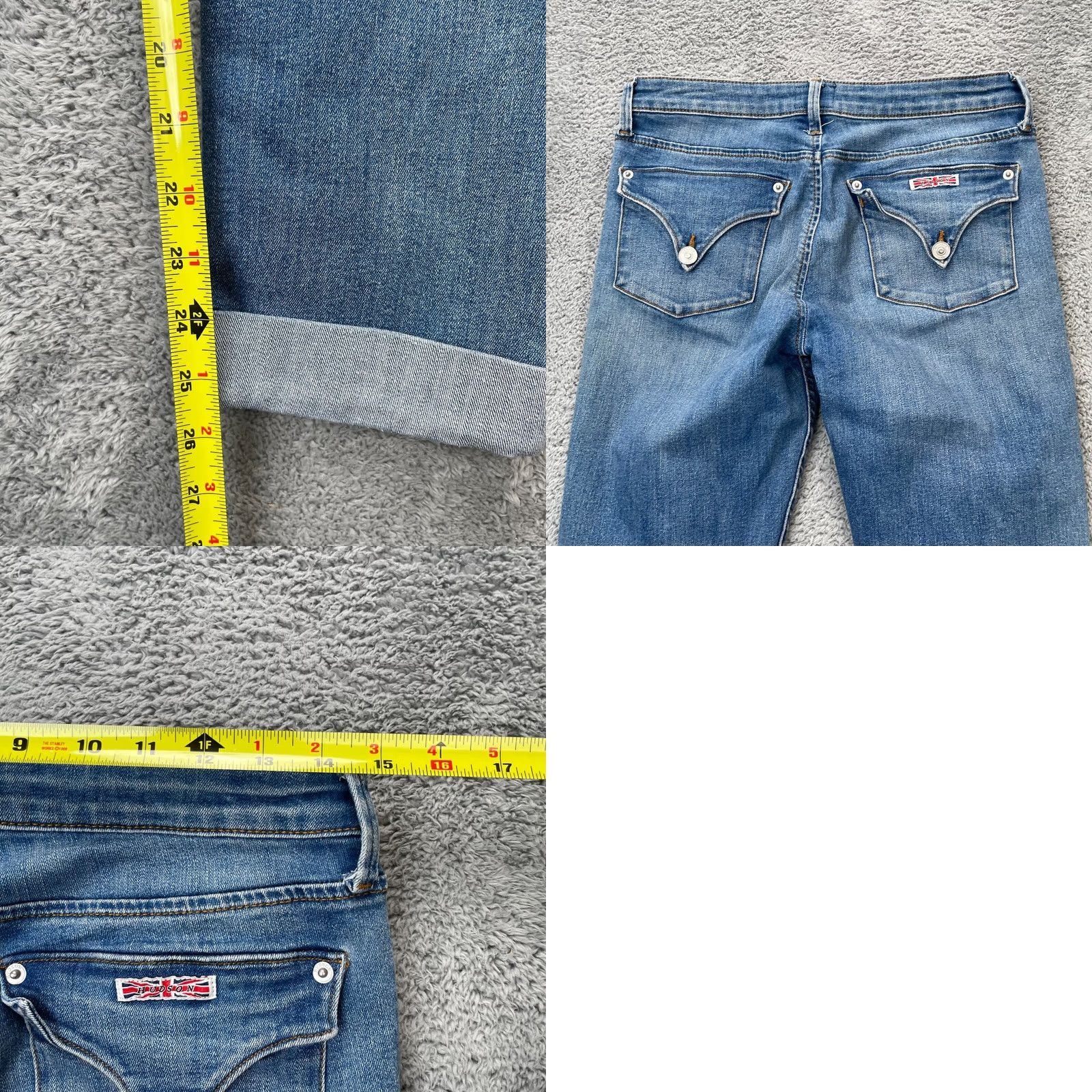 Hudson Hudson Womens Blue Denim Cotton Stretch Bacara Straight Cuffed Jeans 25 Size 42" / US 20 - 9 Thumbnail