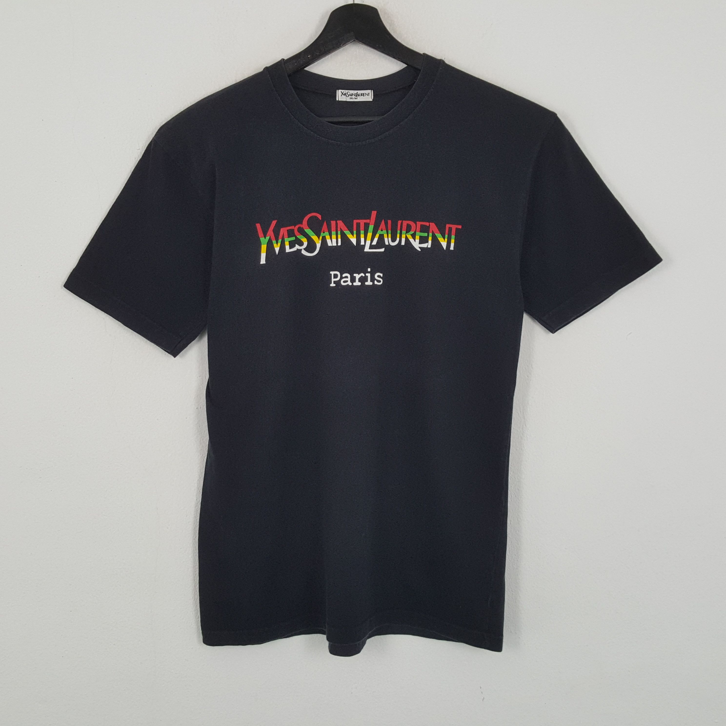 Vintage × Yves Saint Laurent YVES SAINT LAURENT Paris Center Spellout Design Tshirt Size US M / EU 48-50 / 2 - 1 Thumbnail