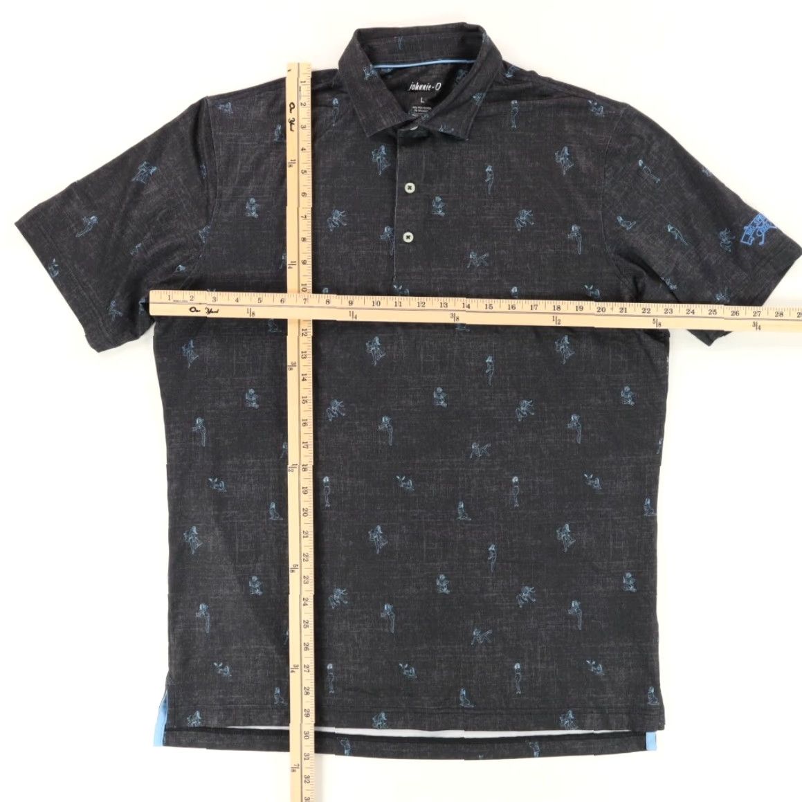 johnnie-O Johnnie-O Pin Up Girls Stretch Polo Shirt Charcoal Men's L Shirt Polo Short Sleeve Collared Relaxed Solid Vintage No Size US L / EU 52-54 / 3 - 3 Thumbnail