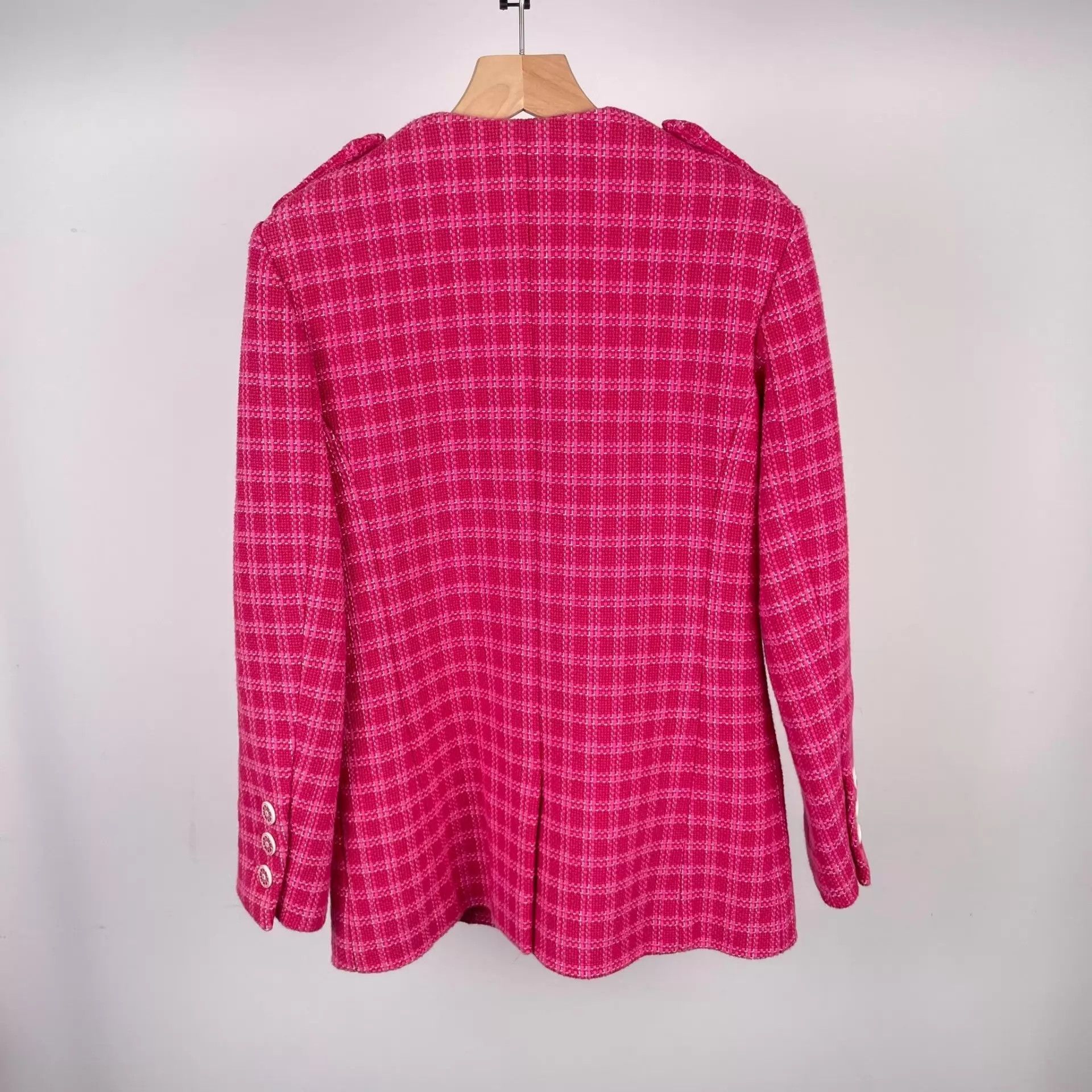 Chanel Chanel Seoul Runway Magenta Checker Knit Blazer 38 Size XS / US 0-2 / IT 36-38 - 2 Thumbnail