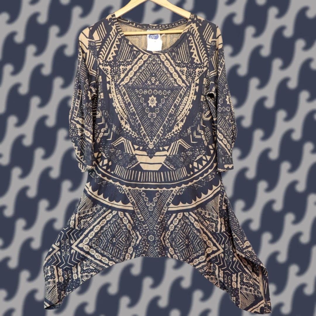 Vintage Diane Gilman Top Womens Tribal Grey Hi-Low Hem S NWT NWT New Beage? Size S / US 4 / IT 40 - 1 Thumbnail