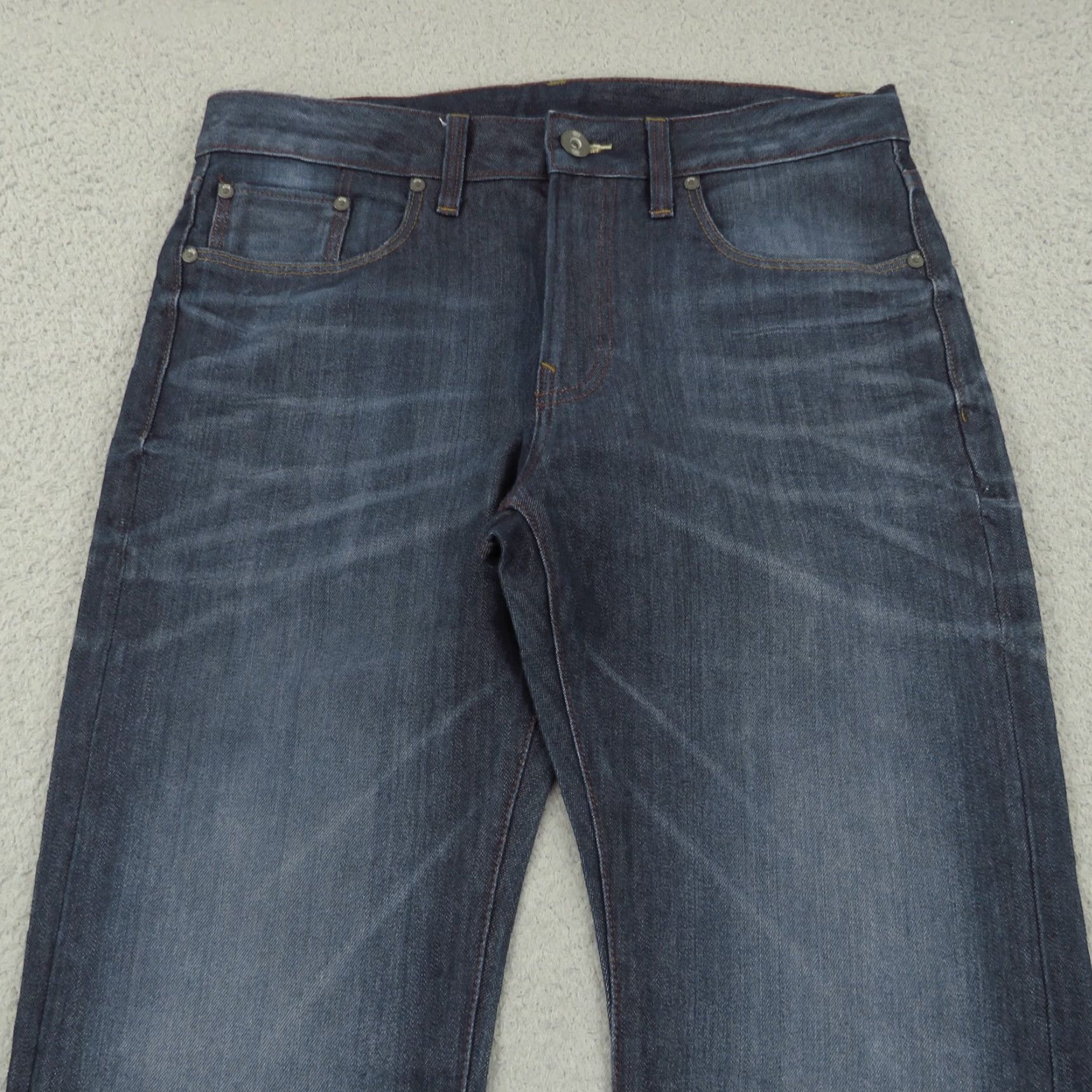 Vintage G-Star RAW 3301 Slim Straight Jeans Mens 32x32 Blue Denim Distressed Faded Logo Patch 5-Pocket Zip Fly Cotton Polyester Elastane Vintage No Size US 32 / EU 48 - 4 Thumbnail