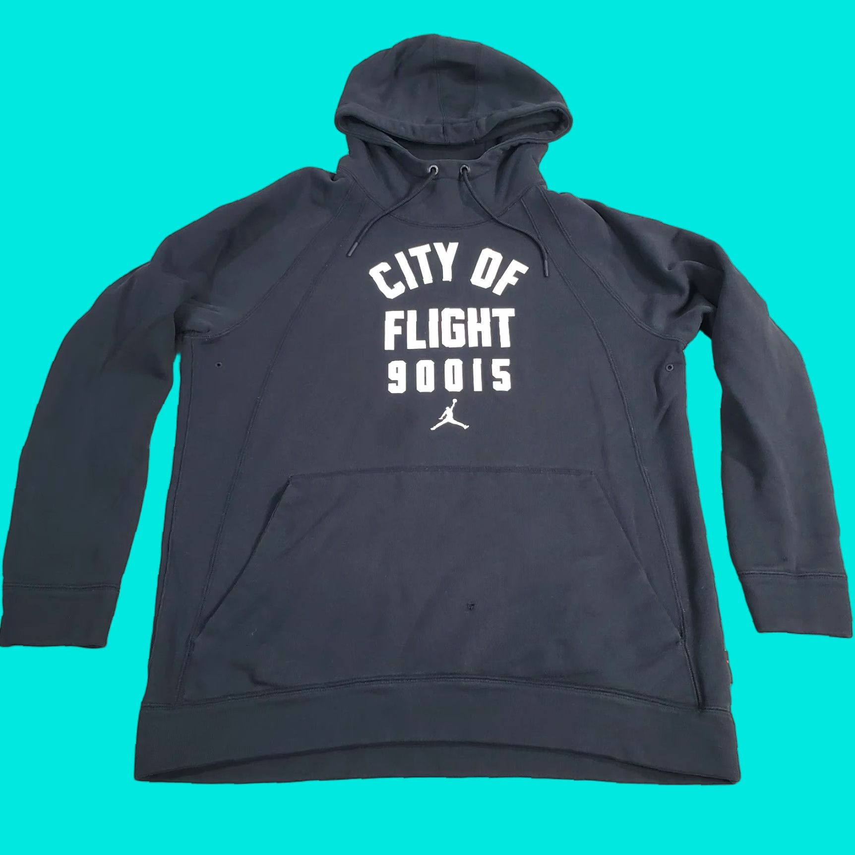 Jordan Brand Nike Air Jordan City Of Flight Hoodie Mens XL Black Cotton Blend Polyester Rayon Solid Pullover 90s/LA/Jordan Logo Size US XL / EU 56 / 4 - 1 Thumbnail