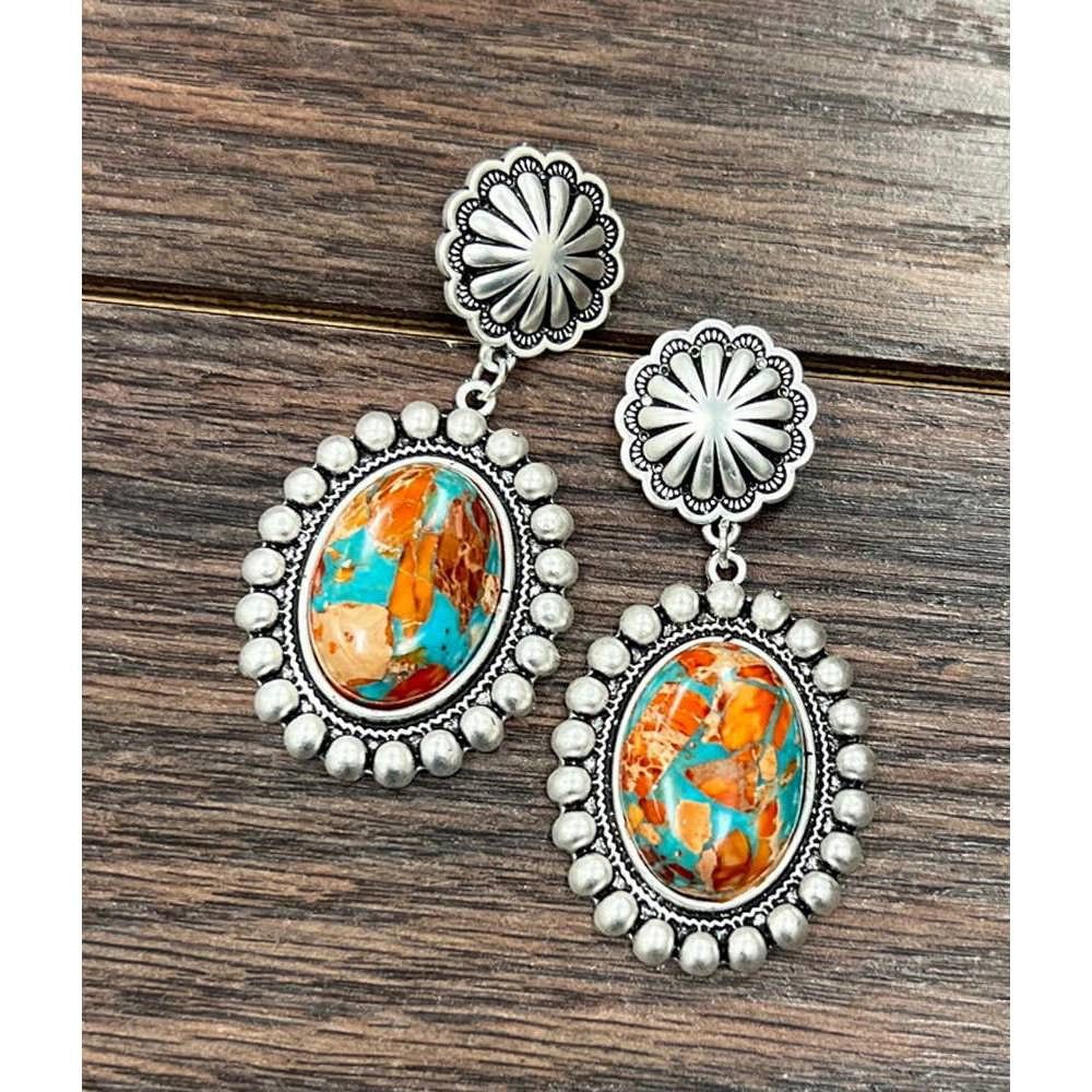 Other Oval Gemstone Post Earrings for Elegance, Boho Southwestern Size ONE SIZE - 2 Thumbnail