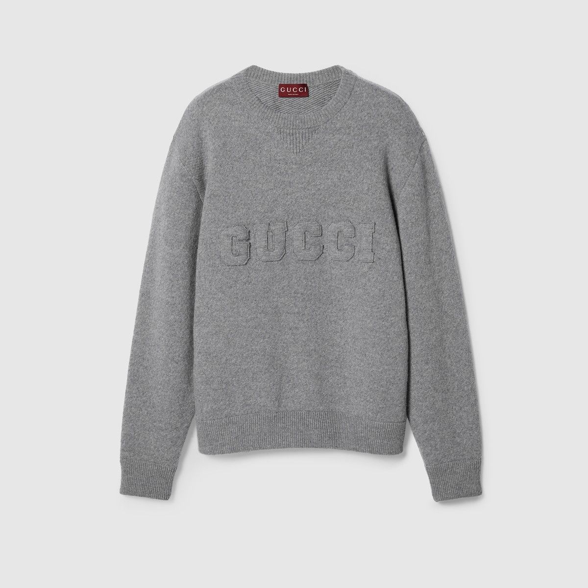 o1s1wg110925 Embroidered Wool Knit Sweater in Grey