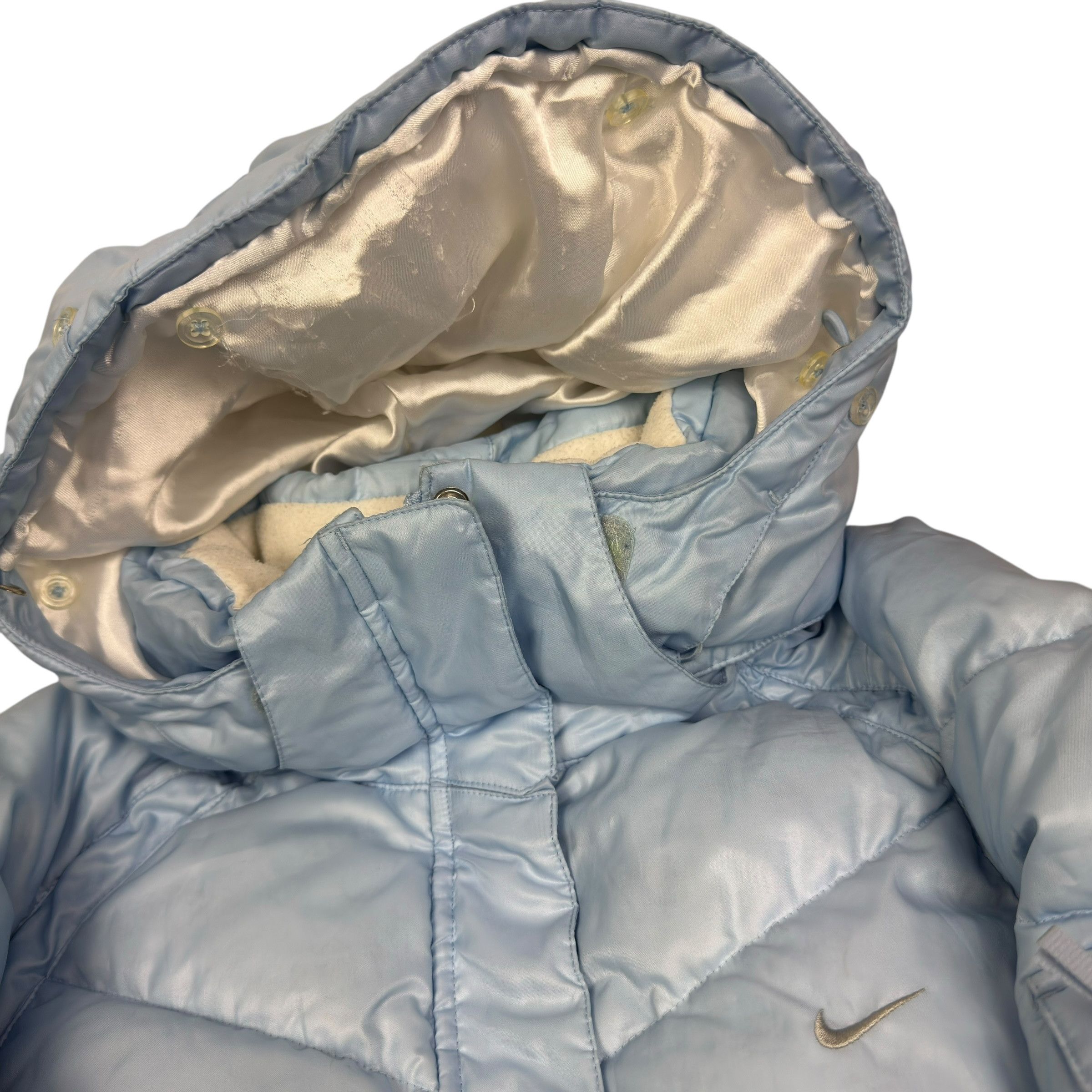 Nike Nike Women's Blue Swoosh Full Zip Goose Down Puffer Coat XL Size XL / US 12-14 / IT 48-50 - 5 Thumbnail
