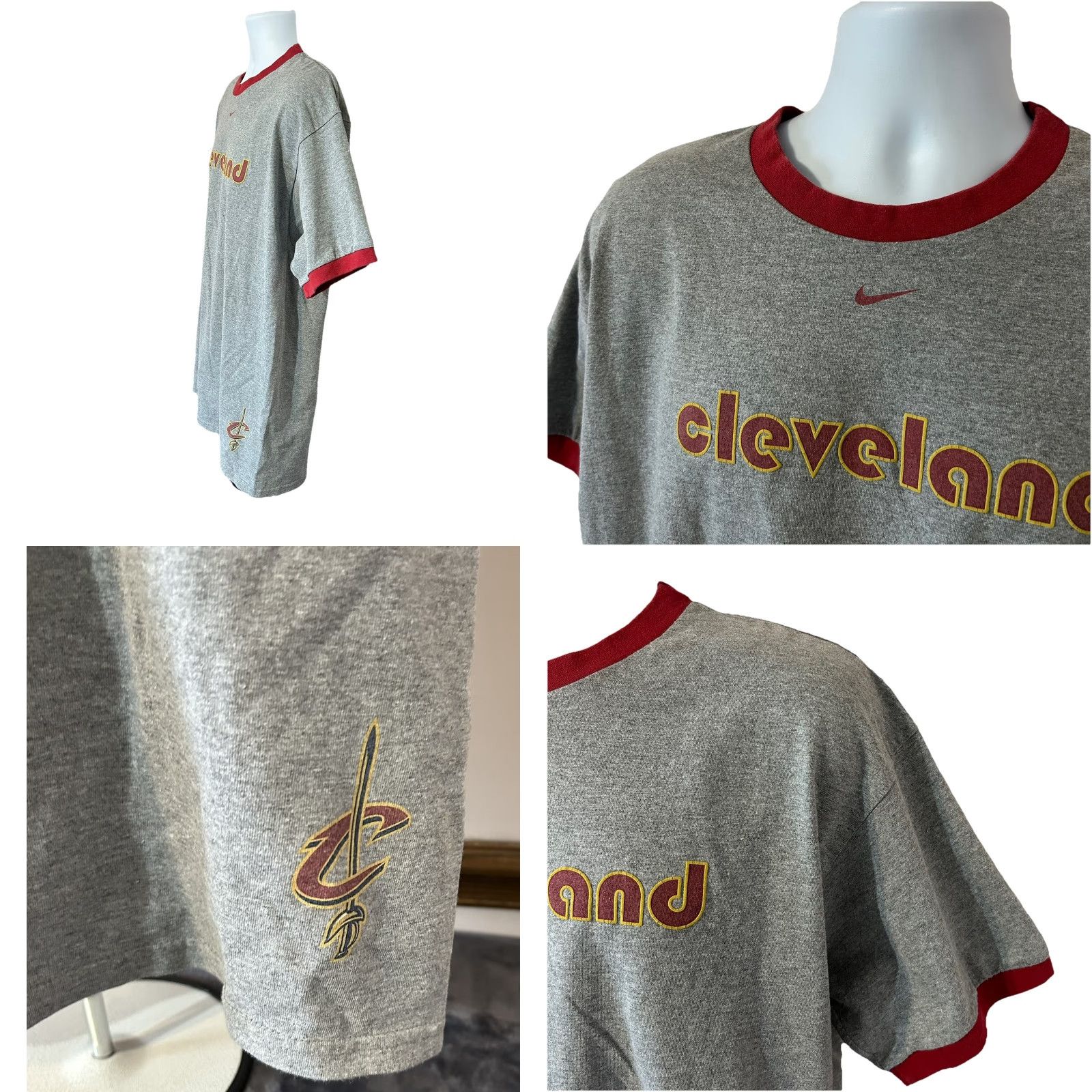 Nike VINTAGE Nike Team Cleveland Cavaliers Cavs Shirt Men Large Gray Short Sleeve Size US L / EU 52-54 / 3 - 8 Thumbnail