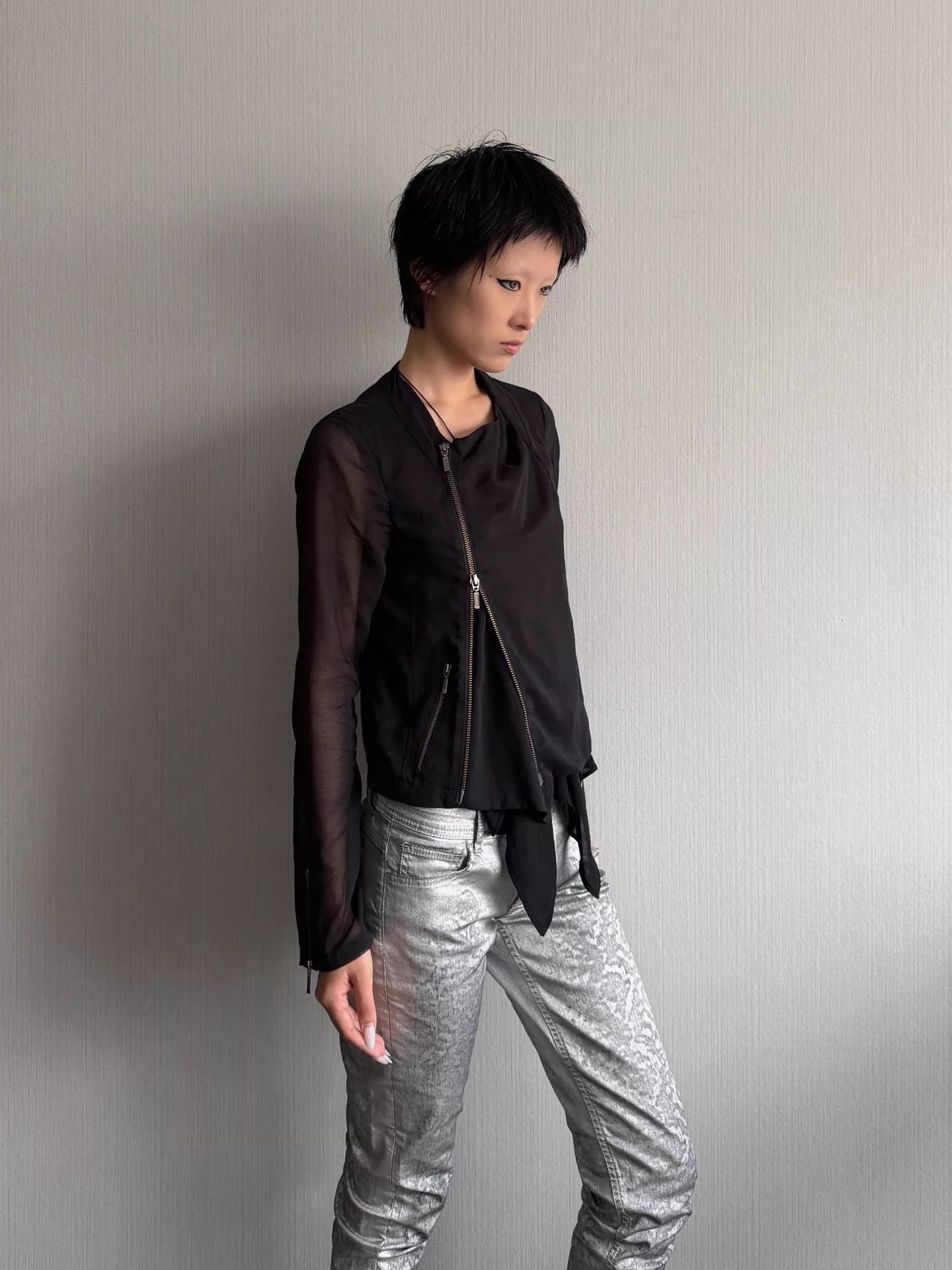 Vintage Vintage Japanese Sheer Panel Irregular Hem Jacket 38 Size XS / US 0-2 / IT 36-38 - 9 Thumbnail